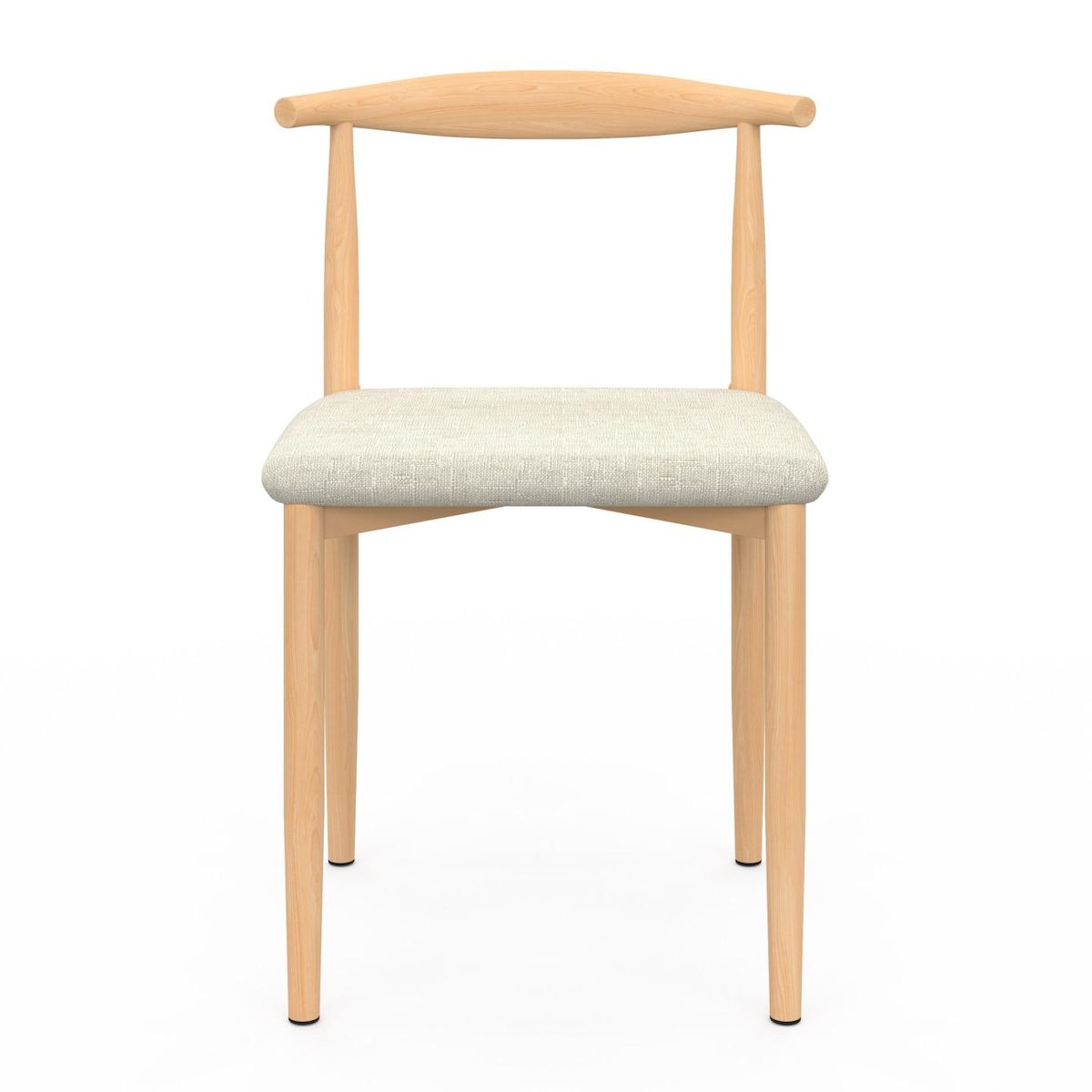 ID MARKET Lot de 6 chaises NOE en imitation bois et assise en tissu beige pour salle à manger