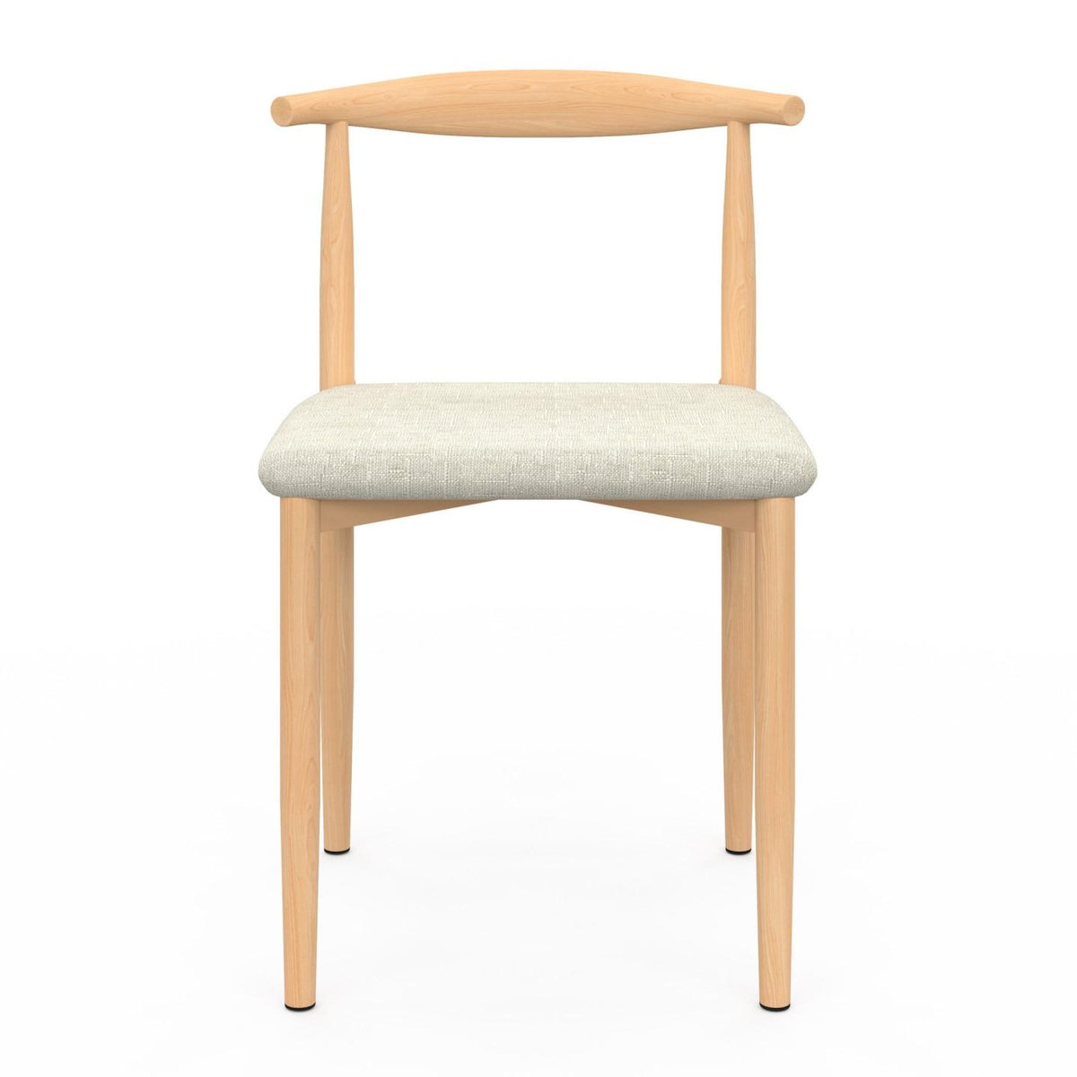 ID MARKET Lot de 6 chaises NOE en imitation bois et assise en tissu beige pour salle à manger