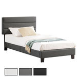 IDIMEX Lit 1 place HUDSON, 90 x 190 cm, capitonné avec sommier, revêtement synthétique. Coloris disponibles : Noir, Blanc