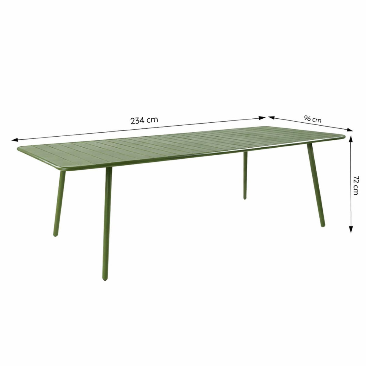 CONCEPT USINE Table de jardin 10-12 places 234cm verte BERGAME