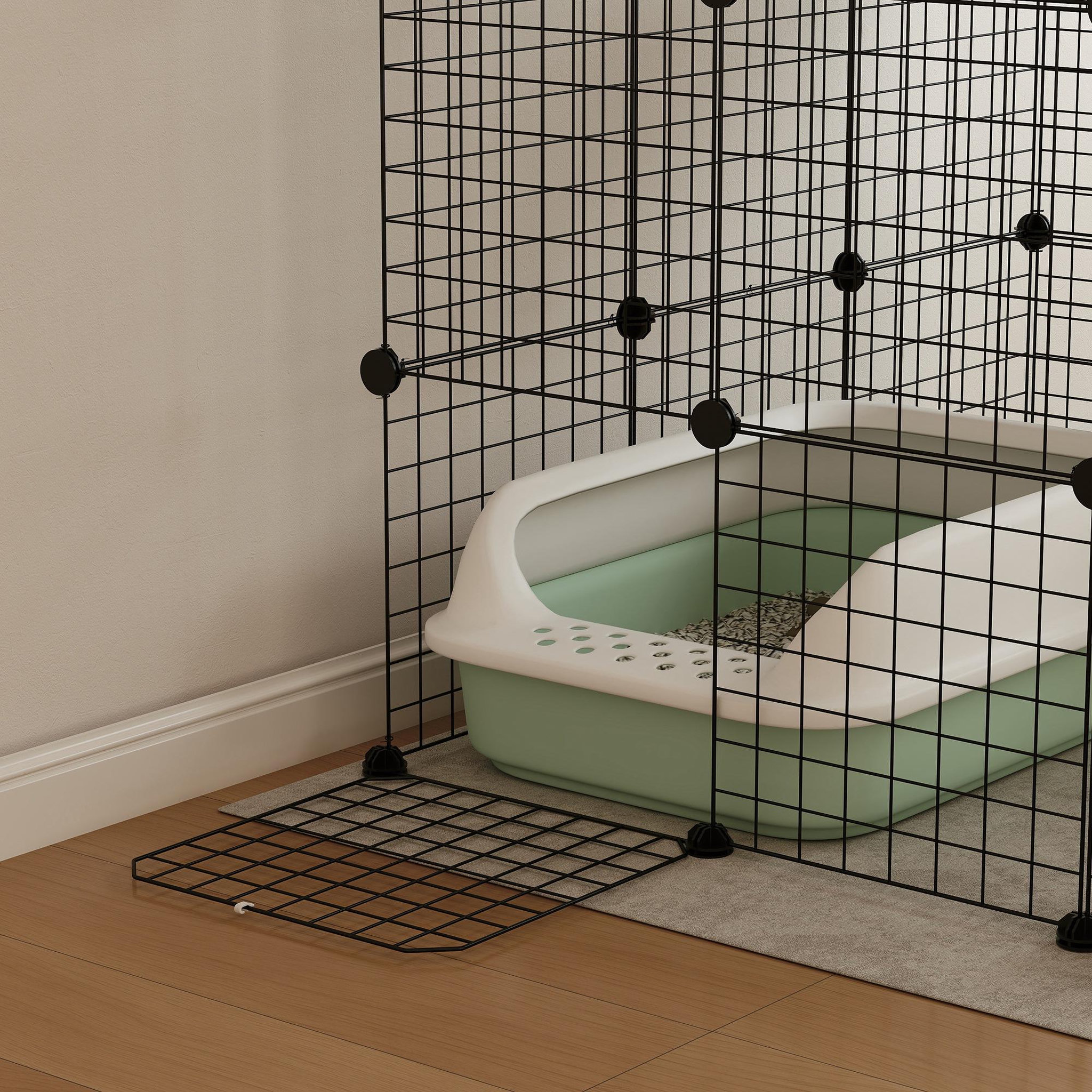 Voir la diapositive 5 : PAWHUT Cage chat intérieur - parc chat diy - 4 niv. 5 portes hamac plateformes rampes - acier noir