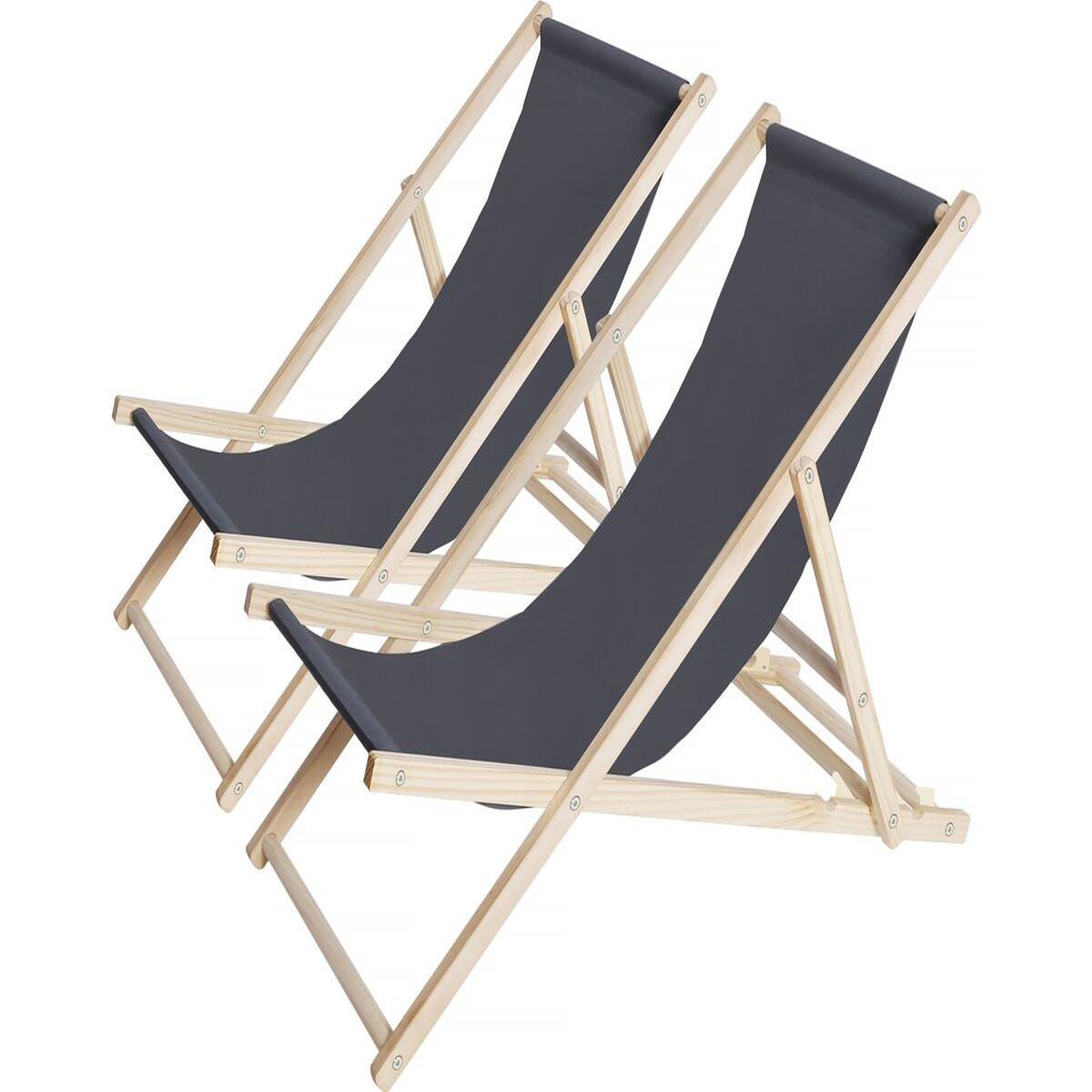 Voir la diapositive 1 : Habitat et Jardin Lot de 2 transats en bois  chilienne  - 107 x 56.5 x 81 cm - gris