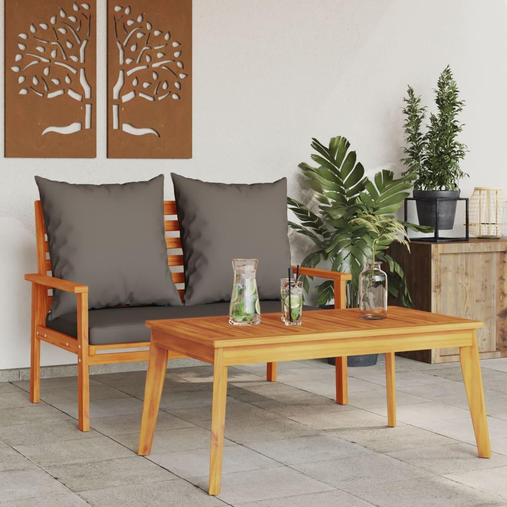 VIDAXL Ensemble de jardin avec coussin bois massif acacia