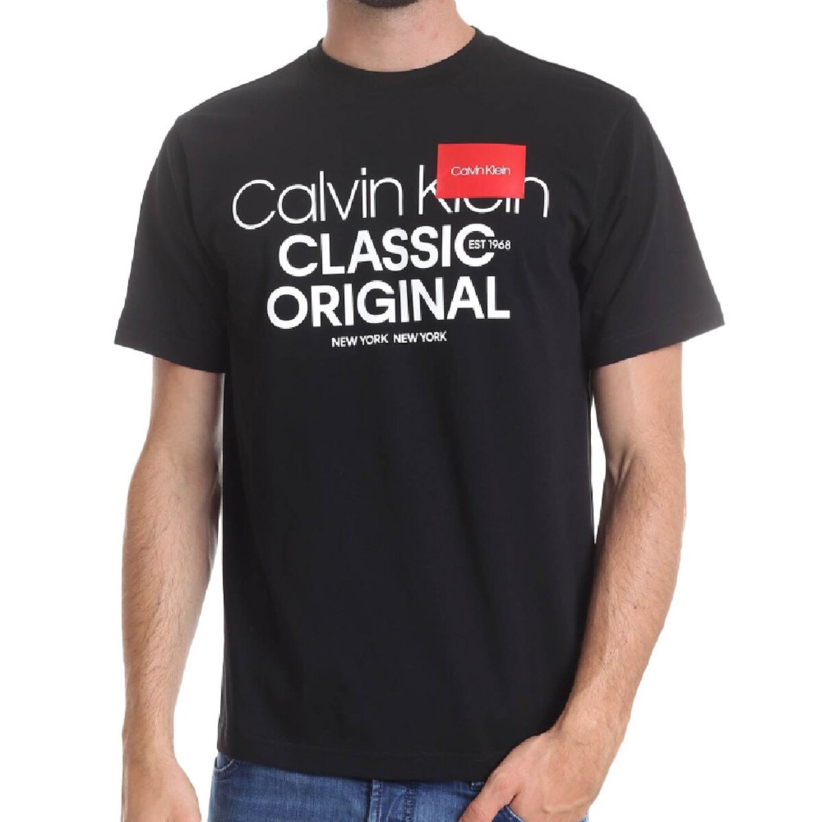 CALVIN KLEIN JEANS T shirt Noir Homme Calvin Klein Text Relaxed