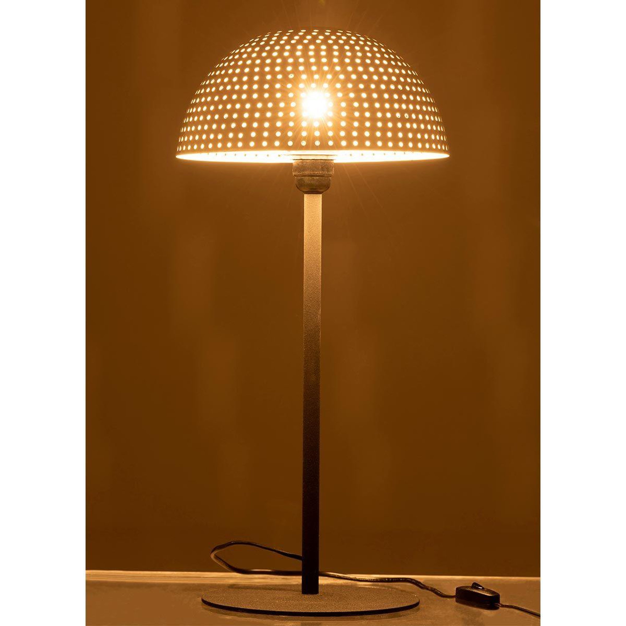 Voir la diapositive 3 : J-LINE Lampe à Poser  Champignon Brillant  59cm Blanc