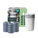TOMMEE TIPPEE Starter Pack Poubelle à couches Twist & Click Blanc bac + 12 recharges 