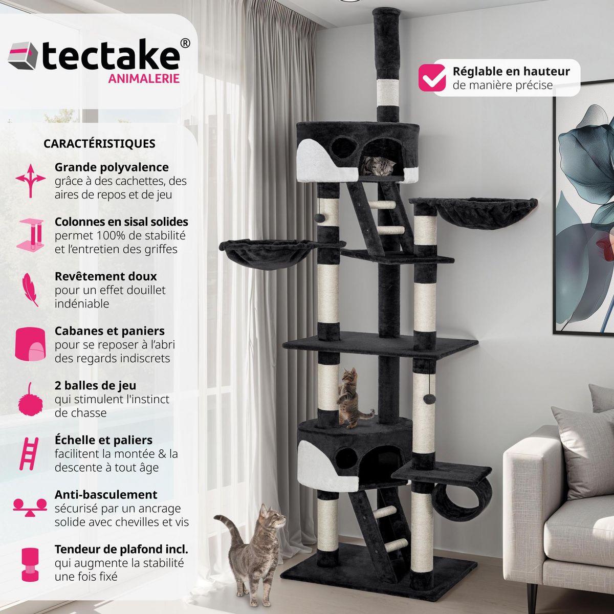 tectake Arbre à chat HANSI 260 cm