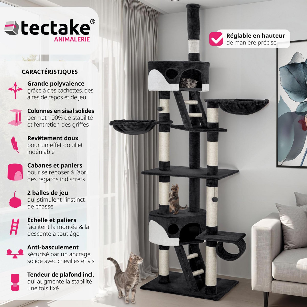 tectake Arbre à chat HANSI 260 cm