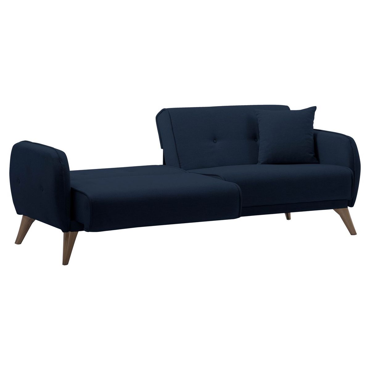 Canapé droit convertible 3 places tissu pieds bois clair BONJO