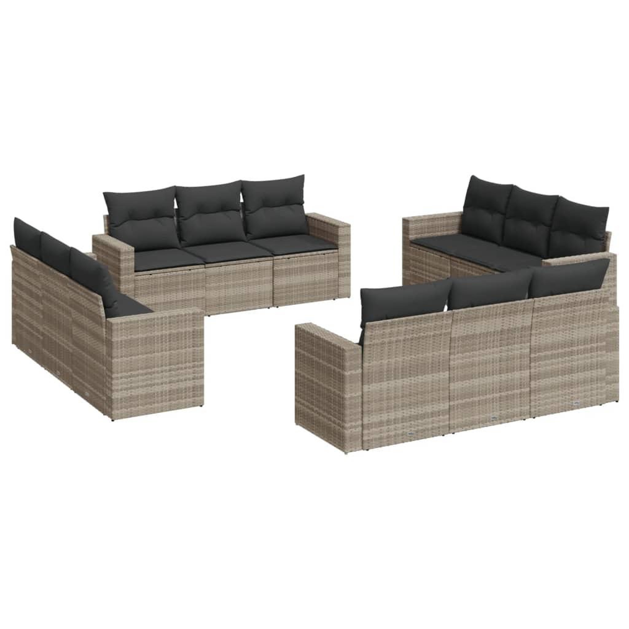 Voir la diapositive 2 : VIDAXL Salon de jardin avec coussins 12 pcs gris clair resine tressee