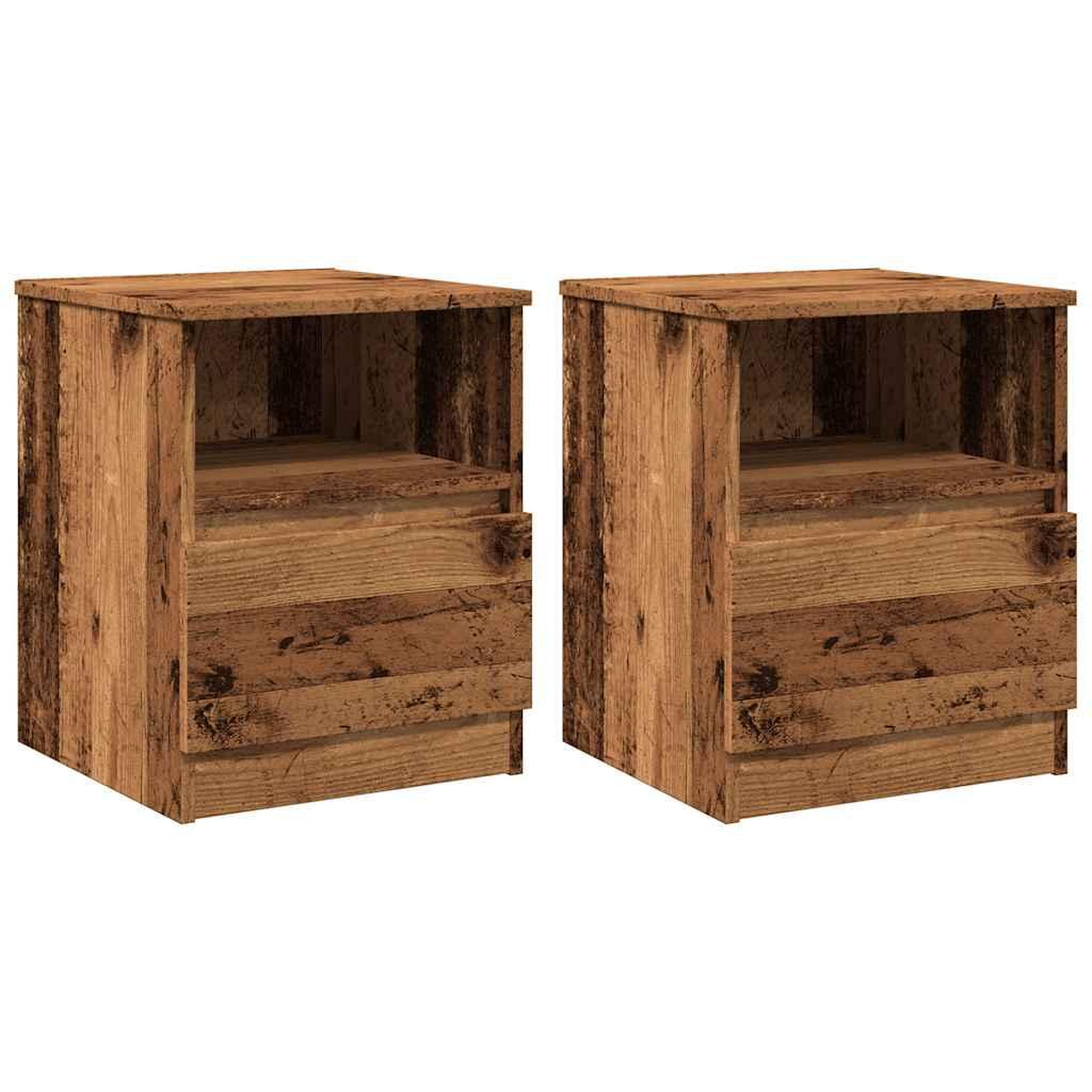 Voir la diapositive 2 : VIDAXL Table de chevet 2 pcs vieux bois 40x40x50 cm bois d'ingenierie