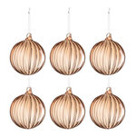 Paris Prix Lot de 6 Boules de Noël  Strie  8cm Marron Clair