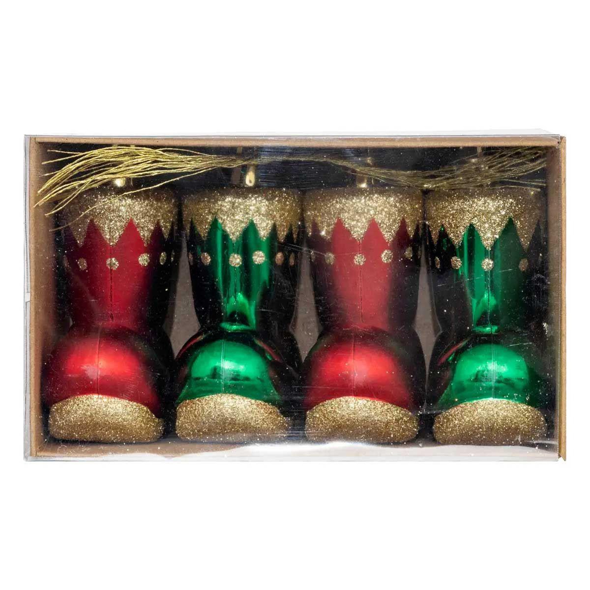 Voir la diapositive 4 : ATMOSPHERA Lot de 4 sujets de noël  botte lutin  8cm rouge & vert