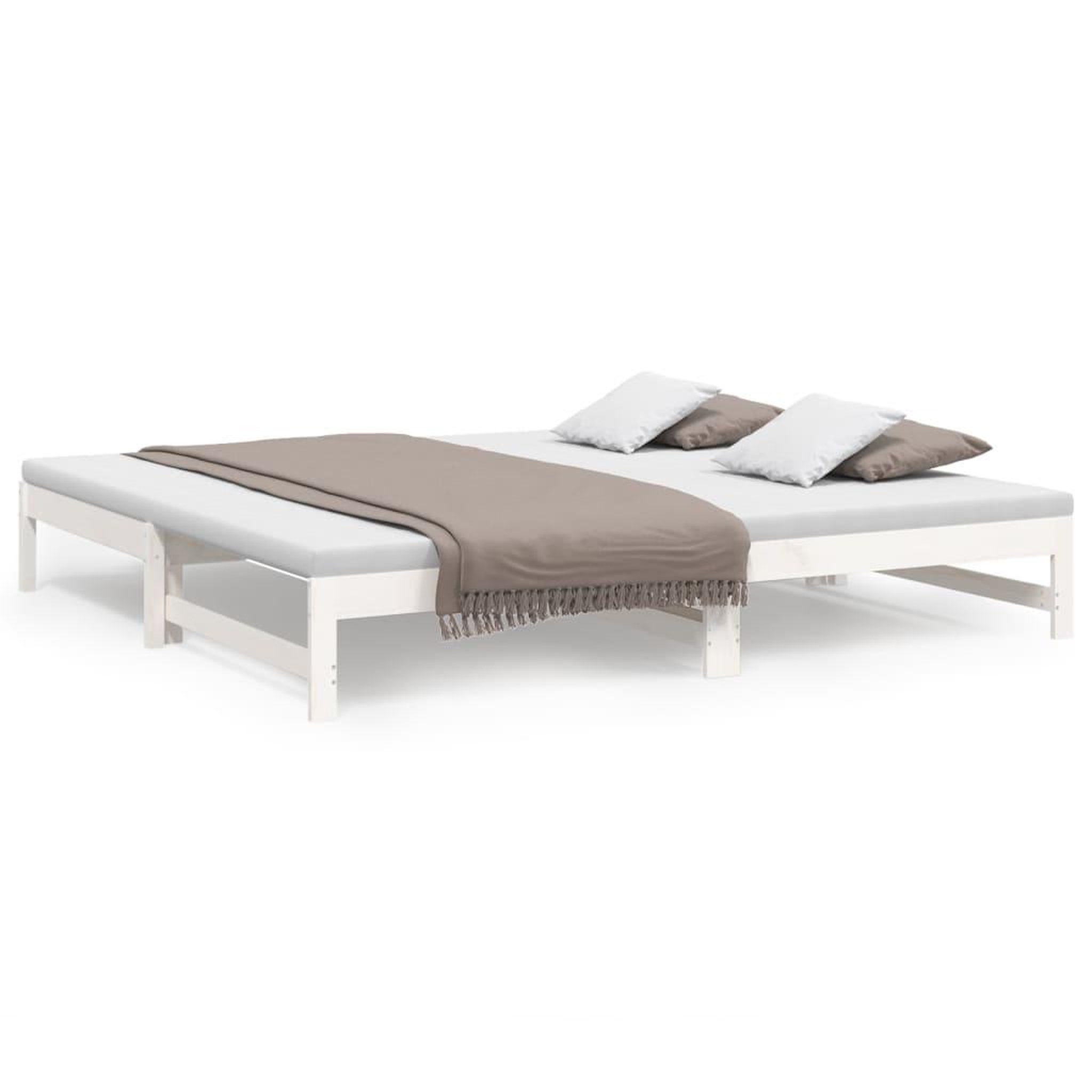 Voir la diapositive 2 : VIDAXL Lit coulissant sans matelas blanc 2x(90x200) cm