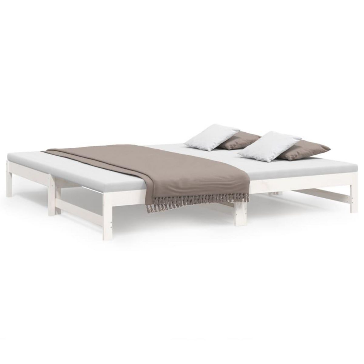 VIDAXL Lit coulissant sans matelas blanc 2x(90x200) cm