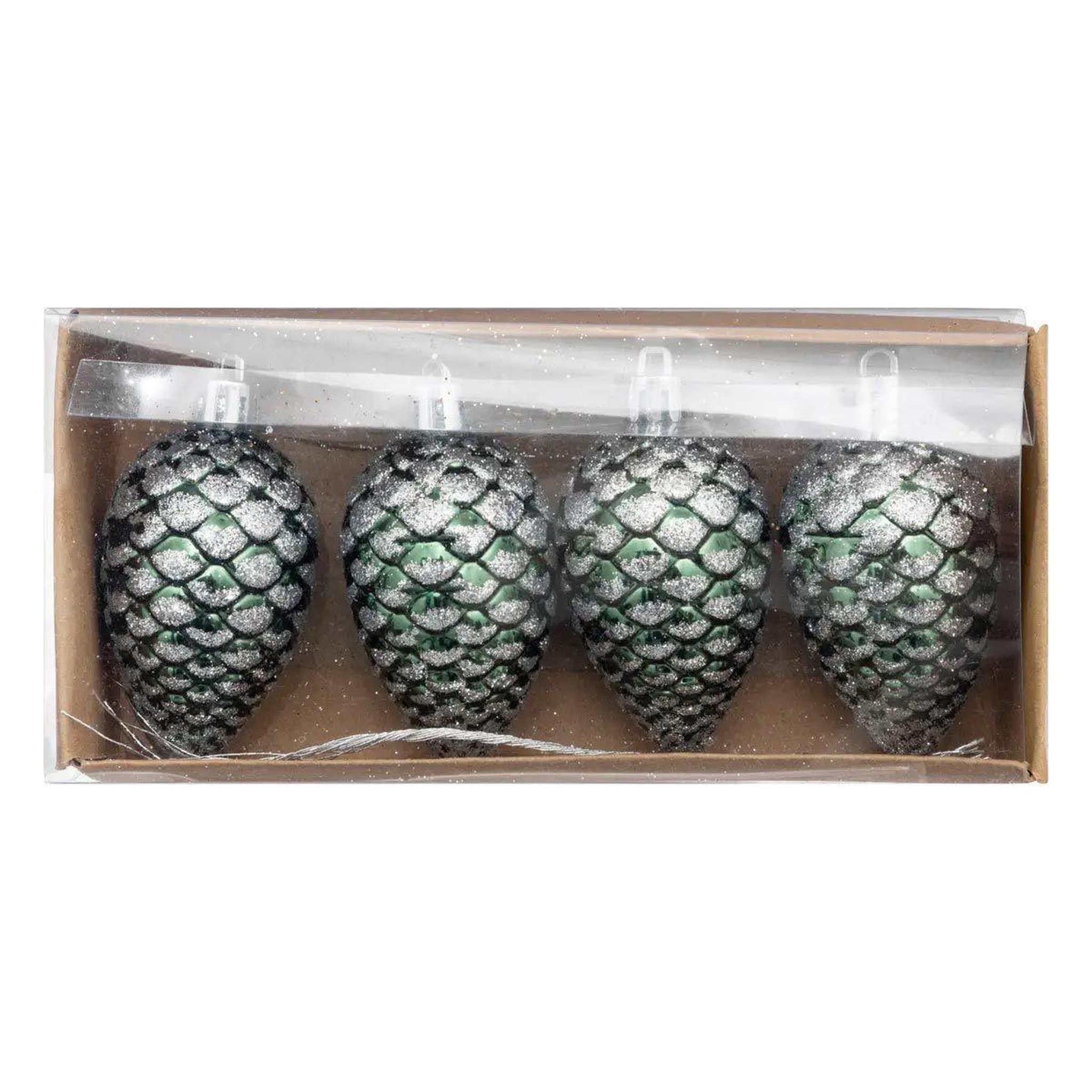 Voir la diapositive 3 : ATMOSPHERA Lot de 4 sujets de noël  pommes de pin  7cm vert