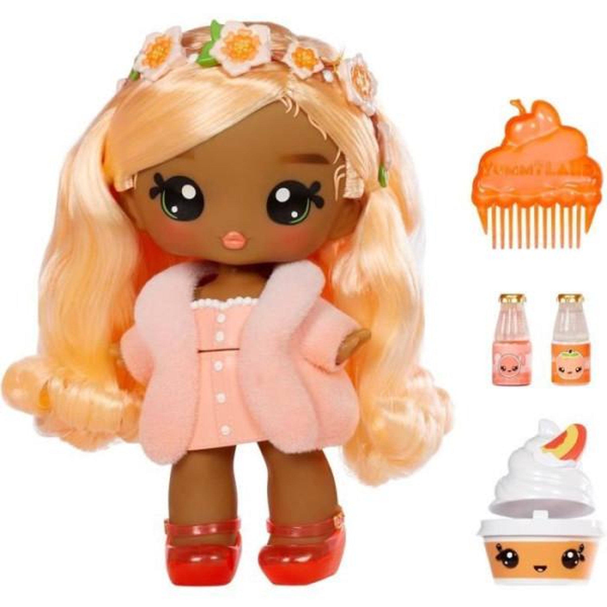 L.O.L. SURPRISE! Yummiland - grande poupée 25 cm a coiffer et câliner - animal de compagnie + baumes a levre parfumé - pia - des 4ans