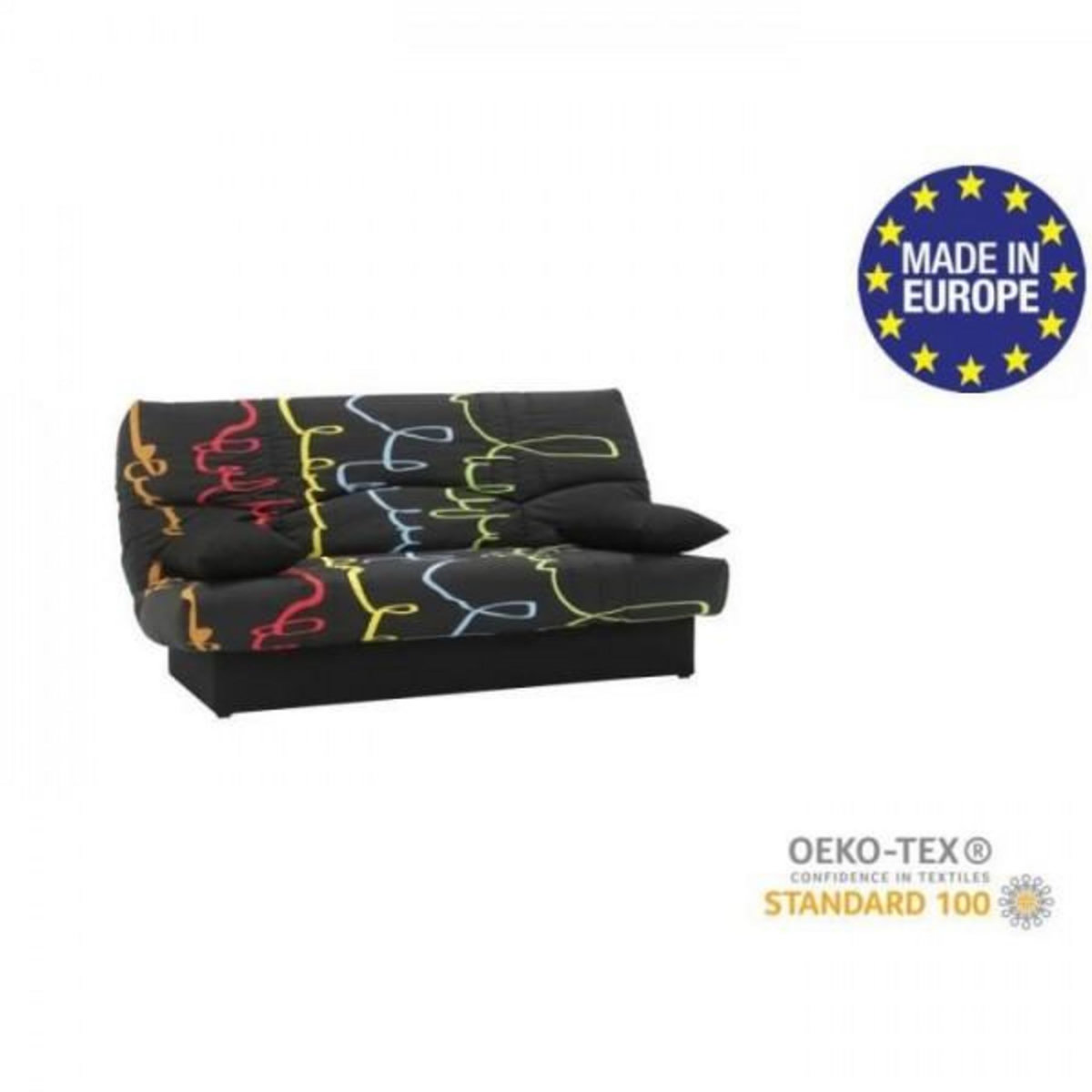 MARKET24 Banquette clic clac 3 places - Motif graffiti - Style Contemporain - L 190 x P92 cm - DREAM