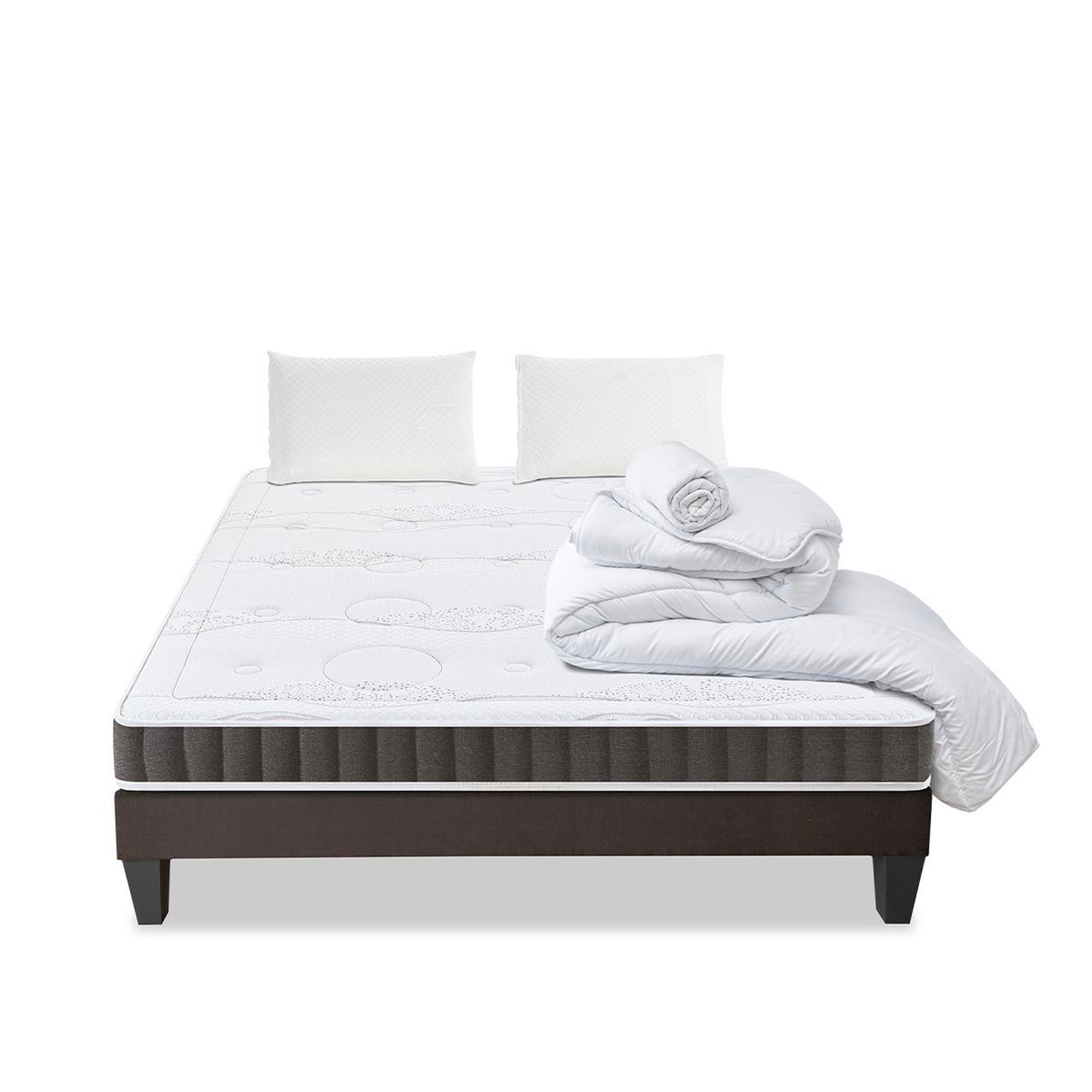 Voir la diapositive 1 : OLYMPE LITERIE Olympe literie | pack prêt à dormir intuition | matelas mémoire de forme + sommier bois + accessoires