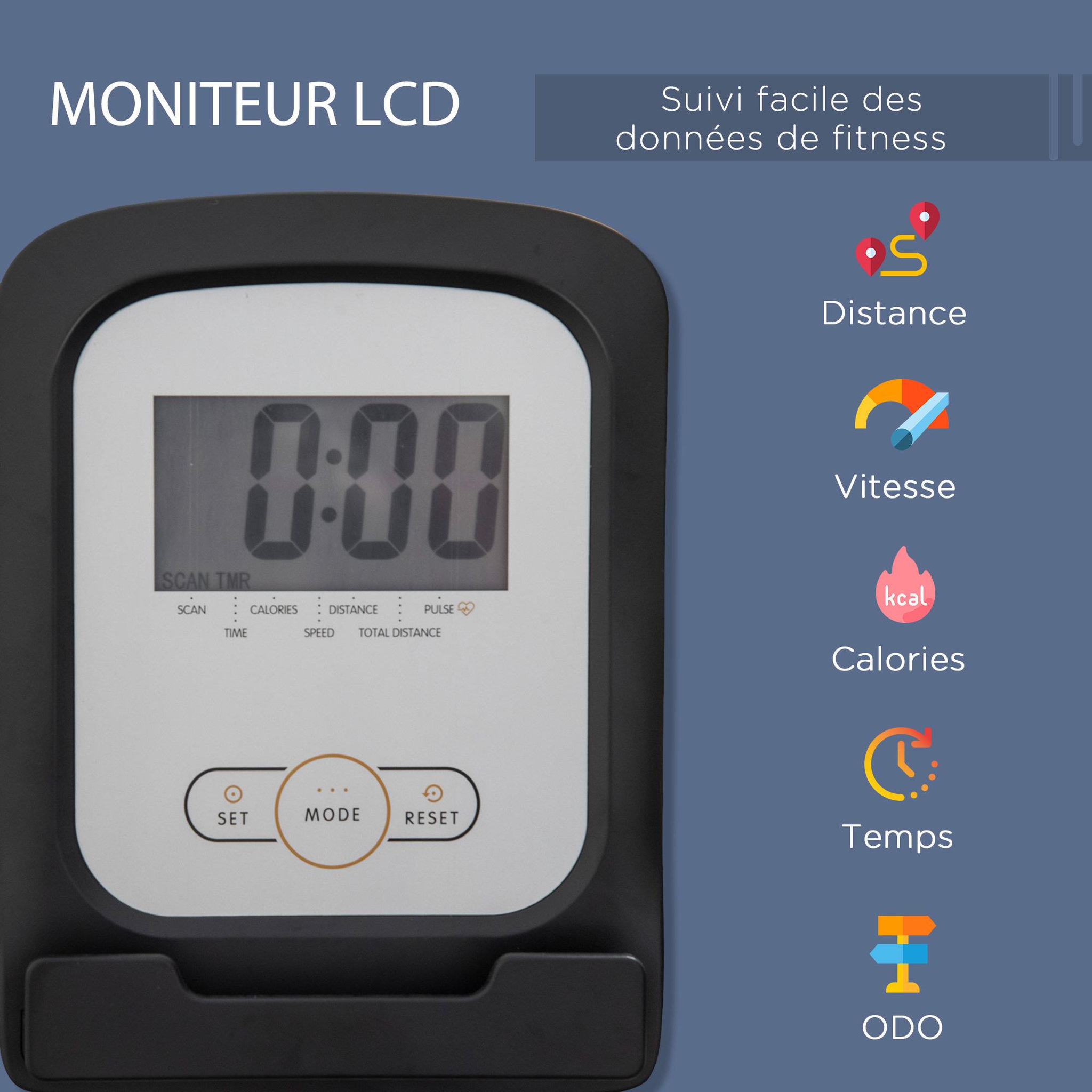 Voir la diapositive 4 : HOMCOM Vélo d'appartement semi-allongé magnétique réglable écran LCD - collaboration Aosom.fr x FFHandball - acier ABS gris noir