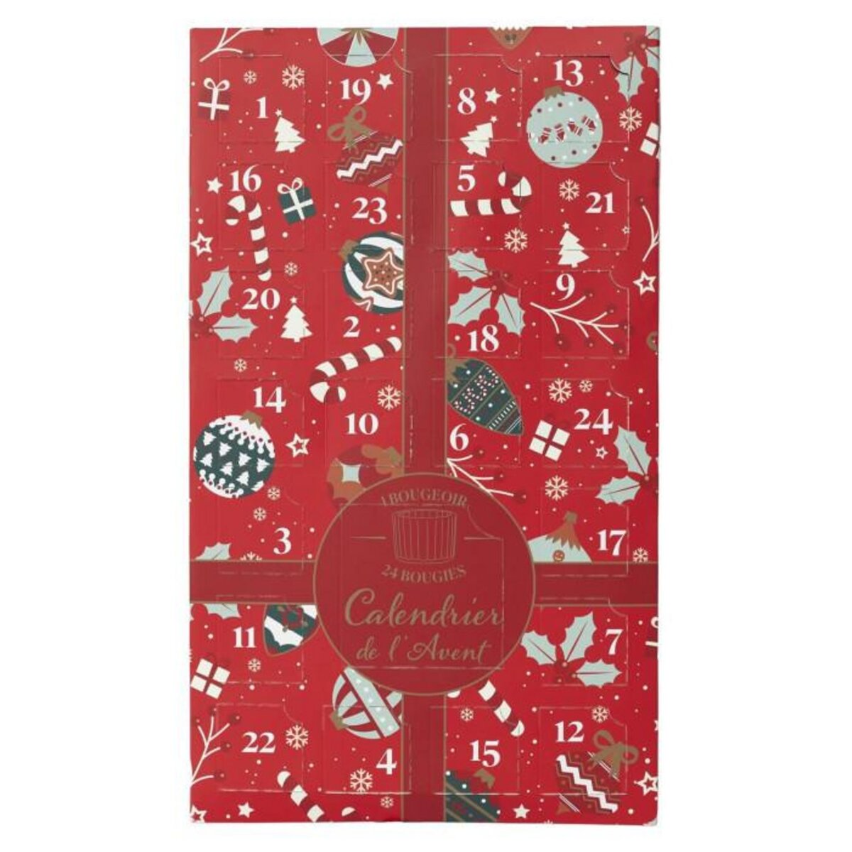 Paris Prix Calendrier de l'Avent 24 Bougies Parfumées & Photophore  Noël  37cm Rouge