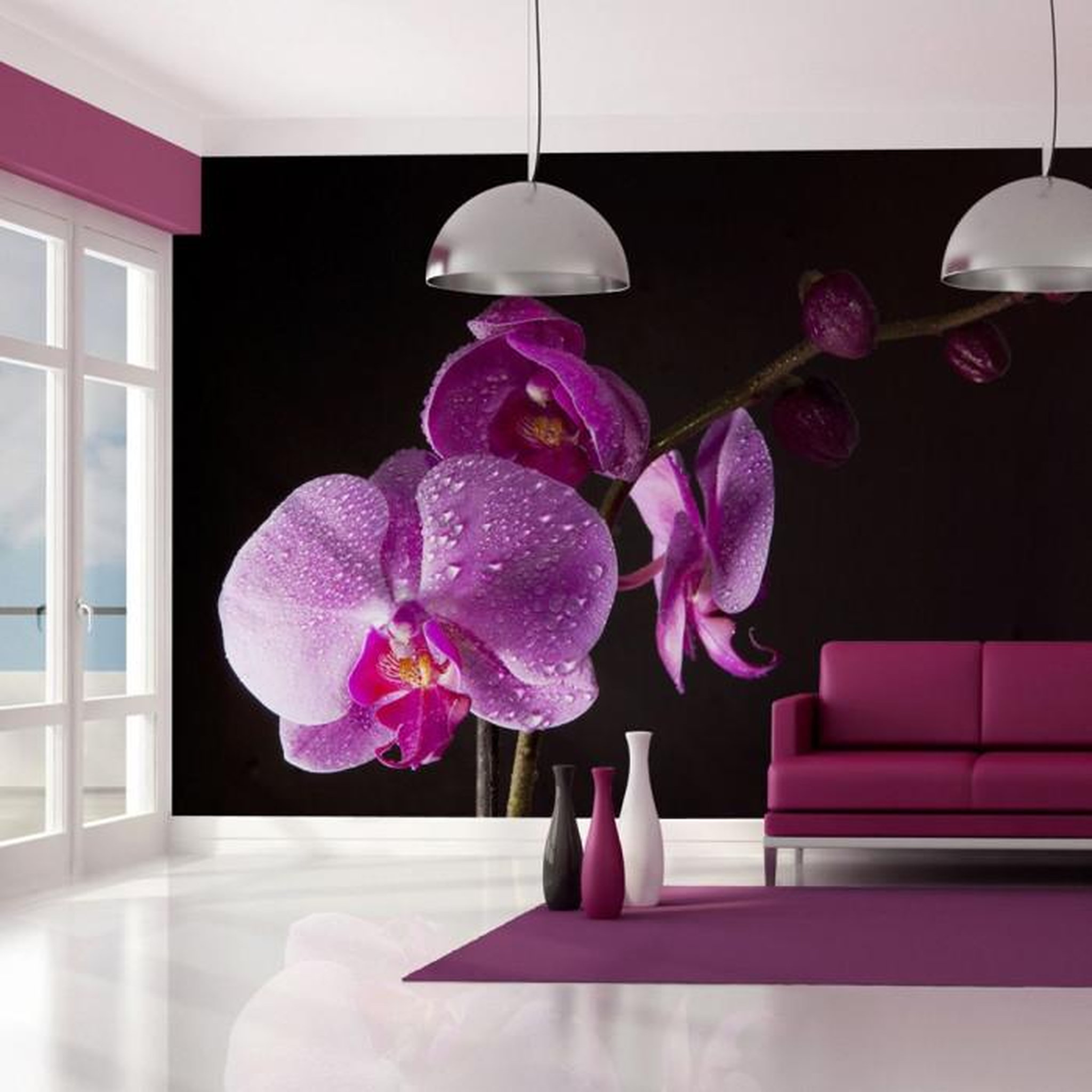 Paris Prix Papier Peint  De Bon Goût Orchidée. Coloris disponibles : Multicolore