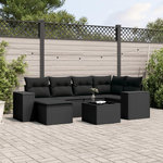 VIDAXL Salon de jardin 7 pcs avec coussins noir resine tressee