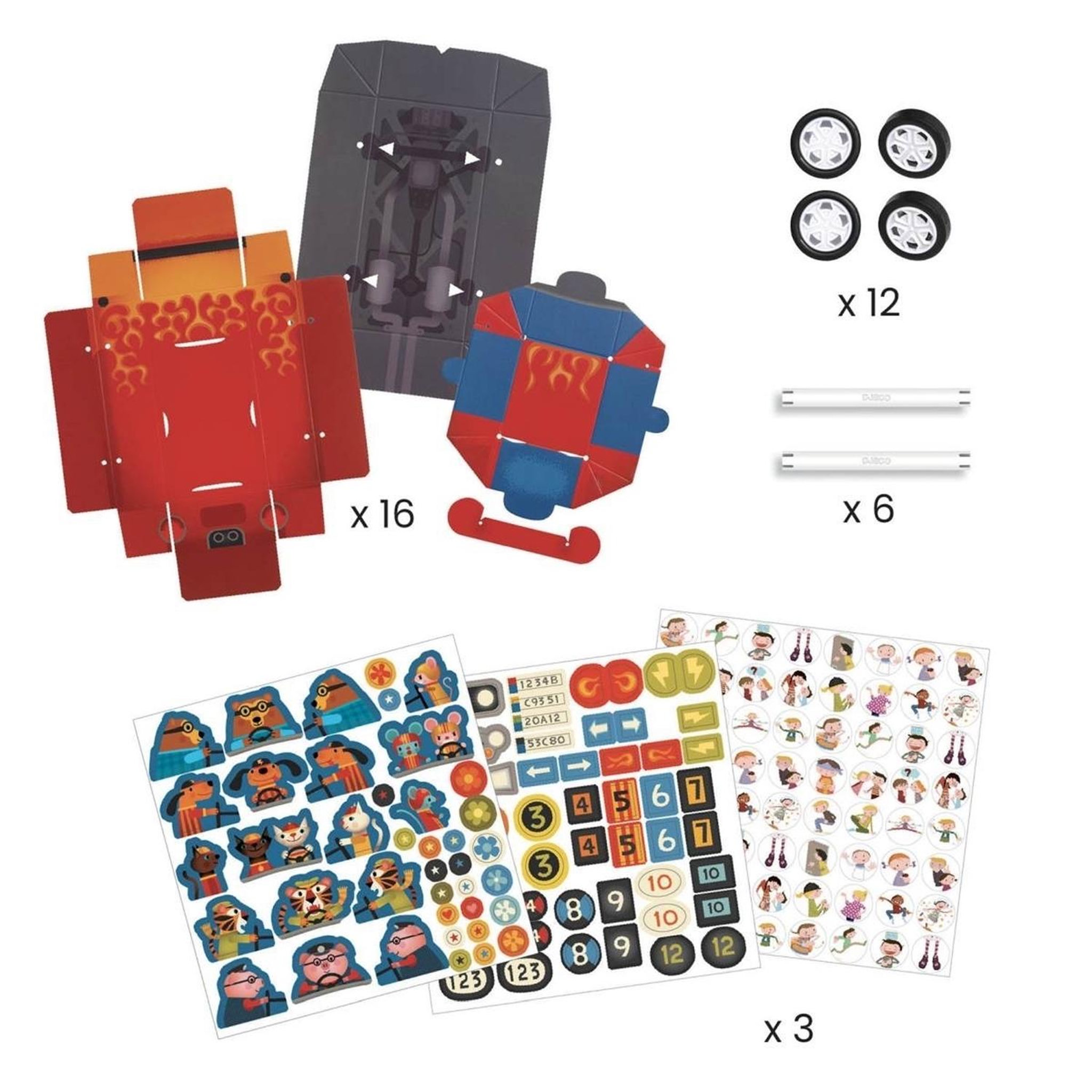 Voir la diapositive 3 : Djeco DIY 3 voitures de course Grand prix a creer