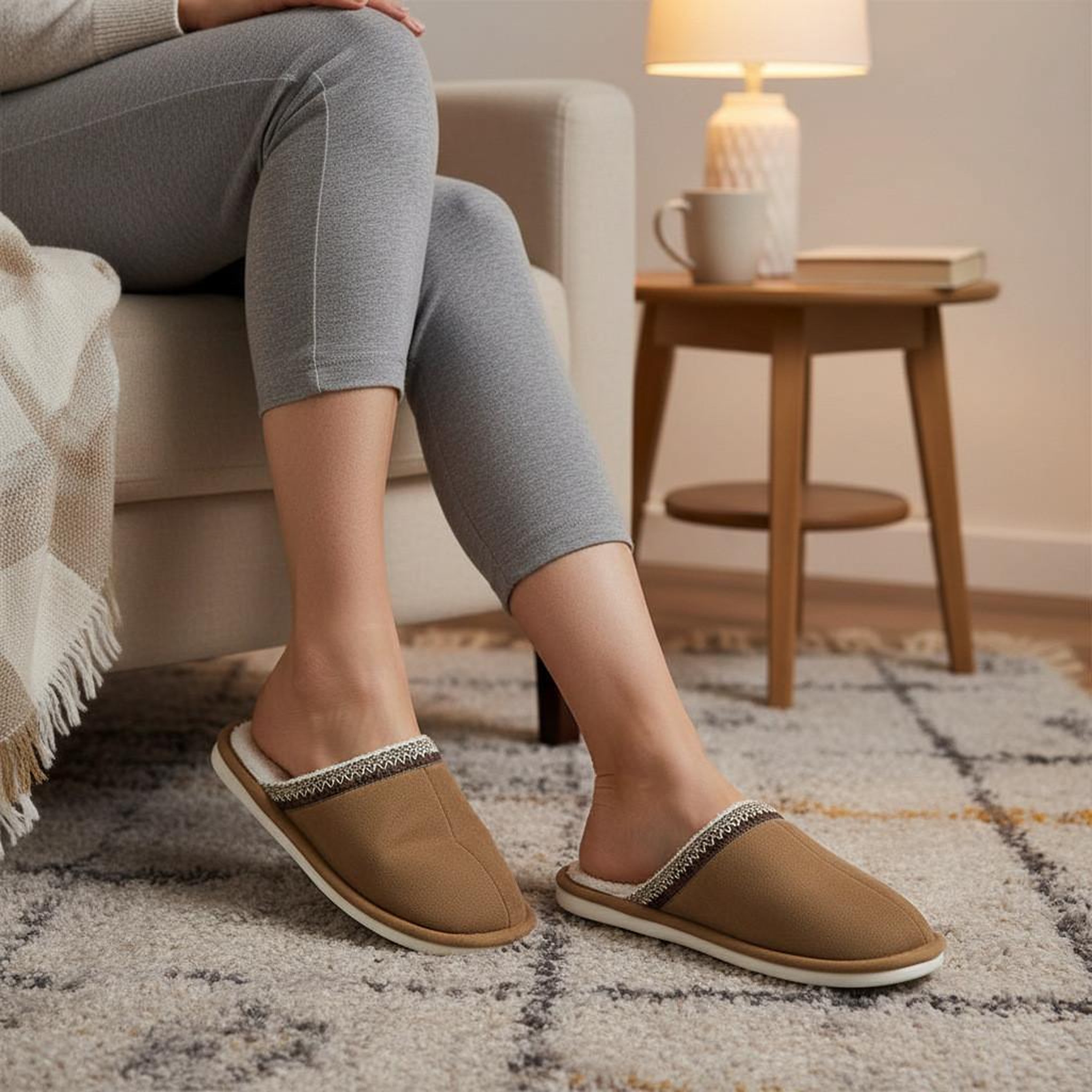 Voir la diapositive 2 : OZABI OZABI Mules Femme Unies, Suédine Synthétique, Bordure Tressée Scandinave