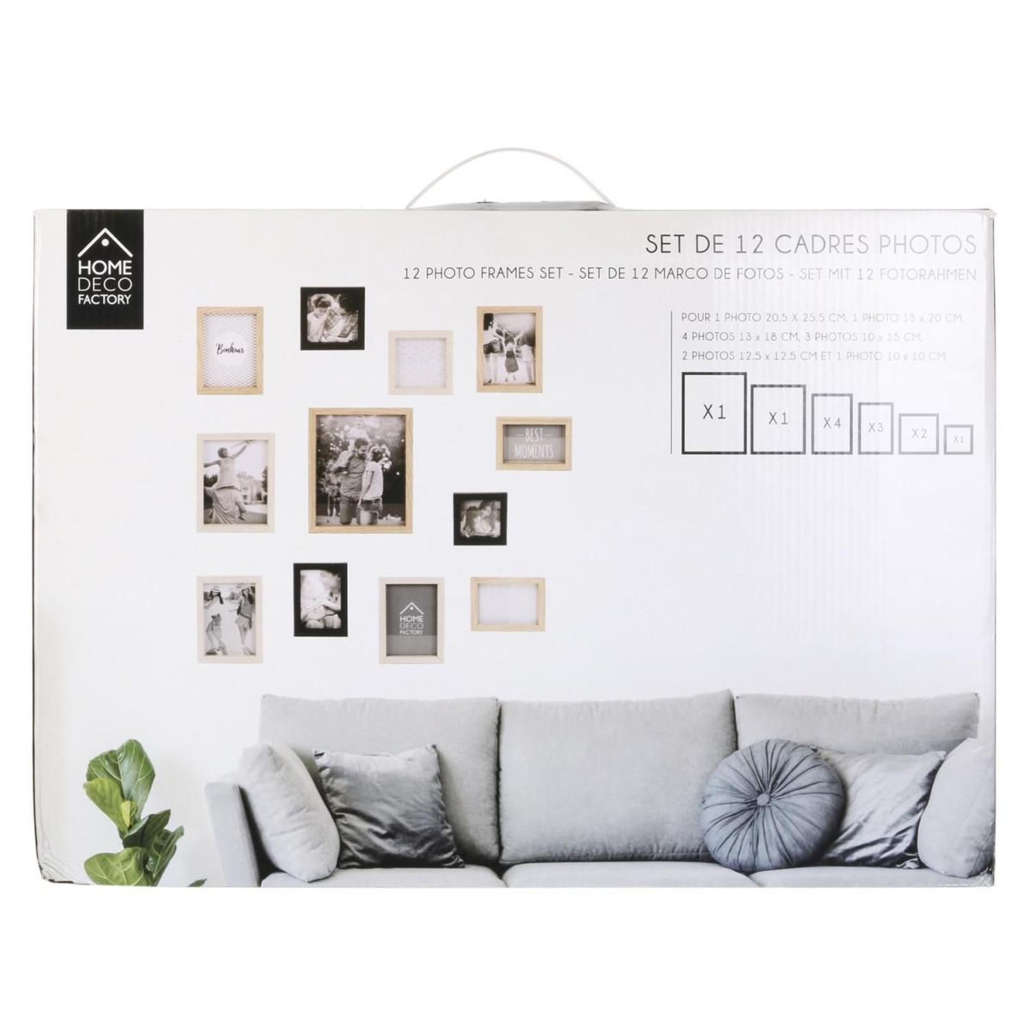 Voir la diapositive 4 : The Home Deco Factory Lot de 12 Cadres Photo  Vues  27cm Naturel & Noir
