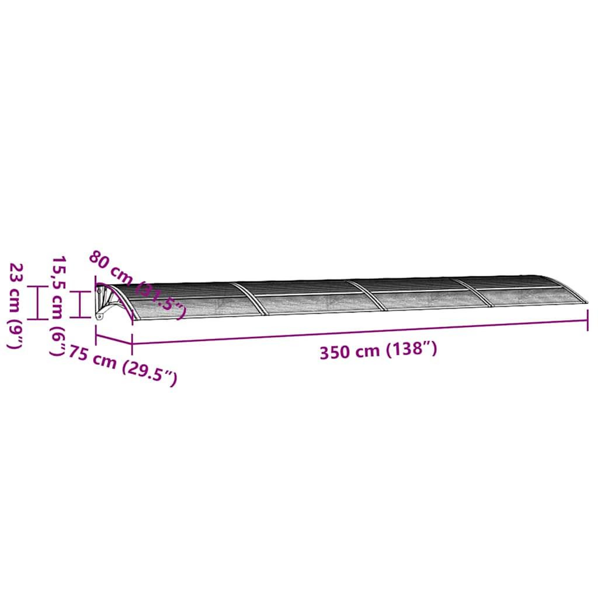 Voir la diapositive 6 : VIDAXL Auvent de porte Noir 350x75 cm Polycarbonate
