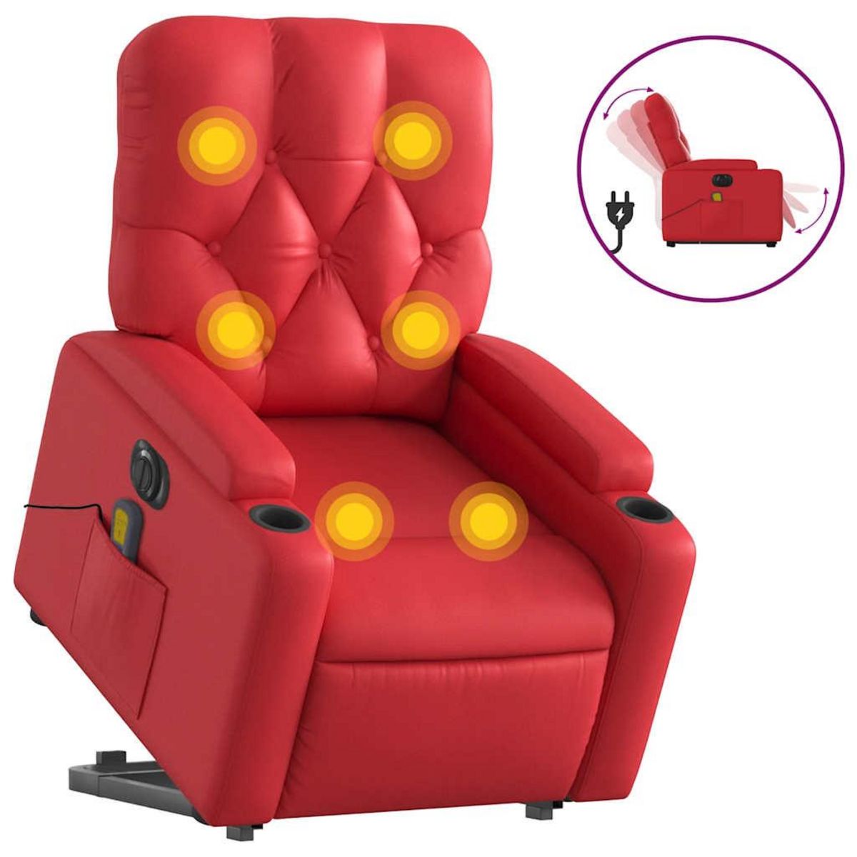 VIDAXL Fauteuil inclinable de massage electrique rouge similicuir