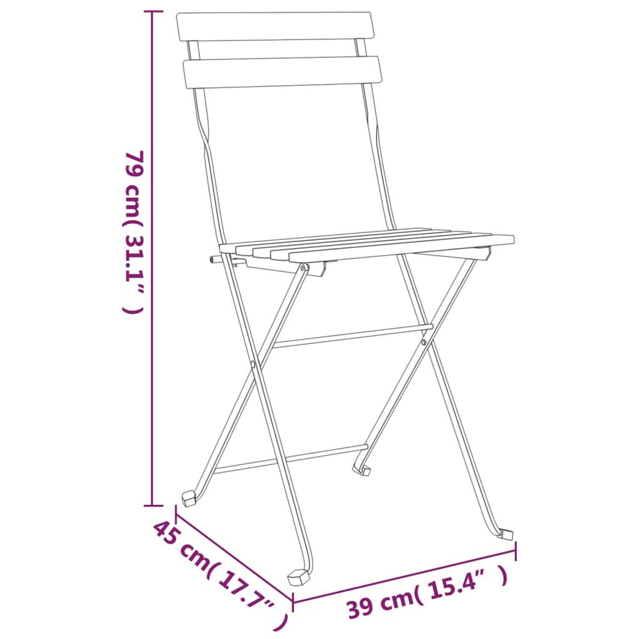 Voir la diapositive 6 : VIDAXL Ensemble de bistro pliable 3 pcs bois de teck massif et acier