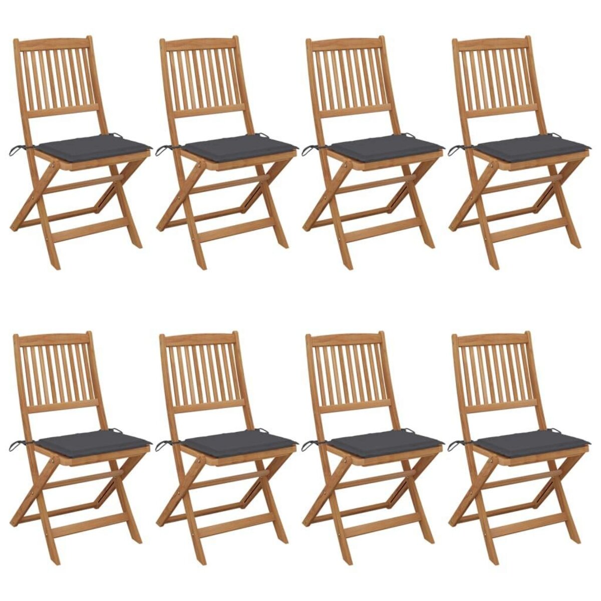 VIDAXL Chaises pliables de jardin lot de 8 avec coussins Bois d'acacia