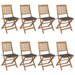 VIDAXL Chaises pliables de jardin lot de 8 avec coussins Bois d'acacia