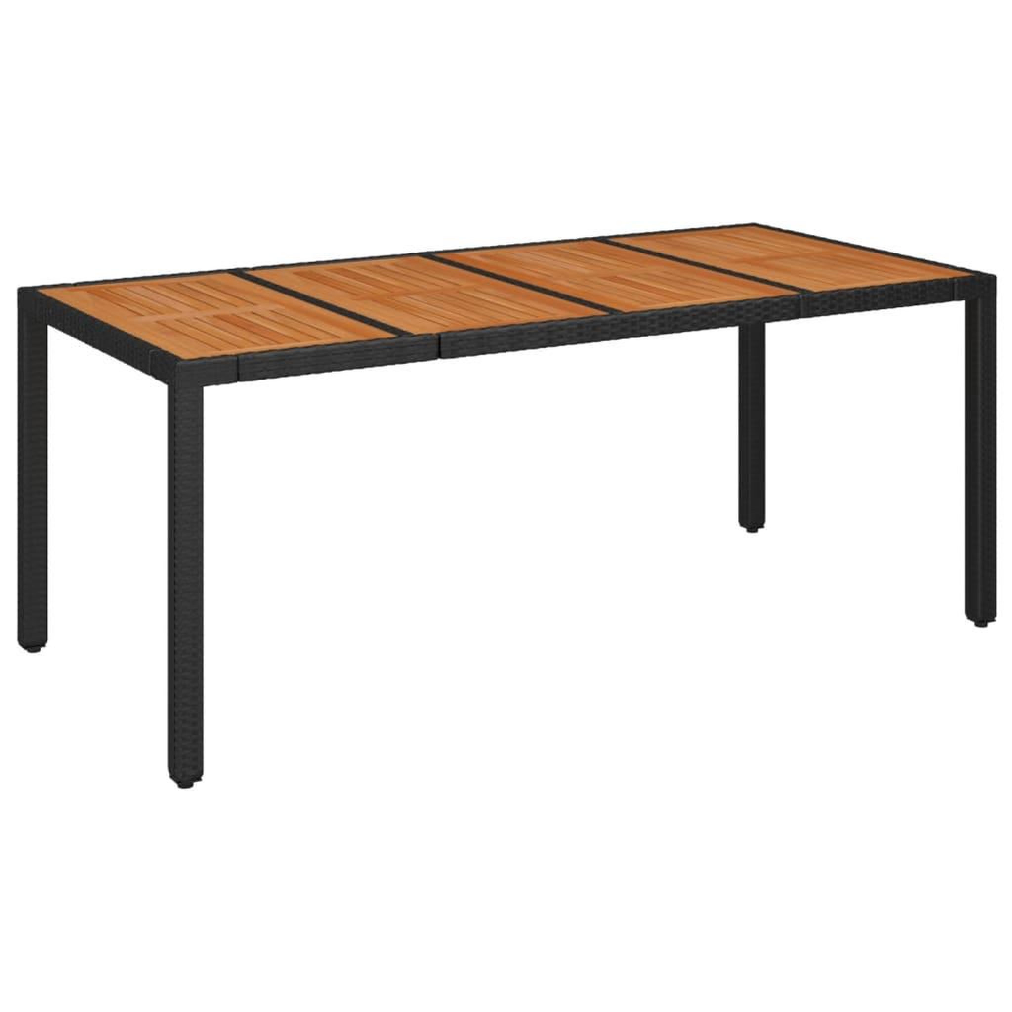 Voir la diapositive 2 : VIDAXL Table de jardin dessus en bois Noir 190x90x75 cm Resine tressee