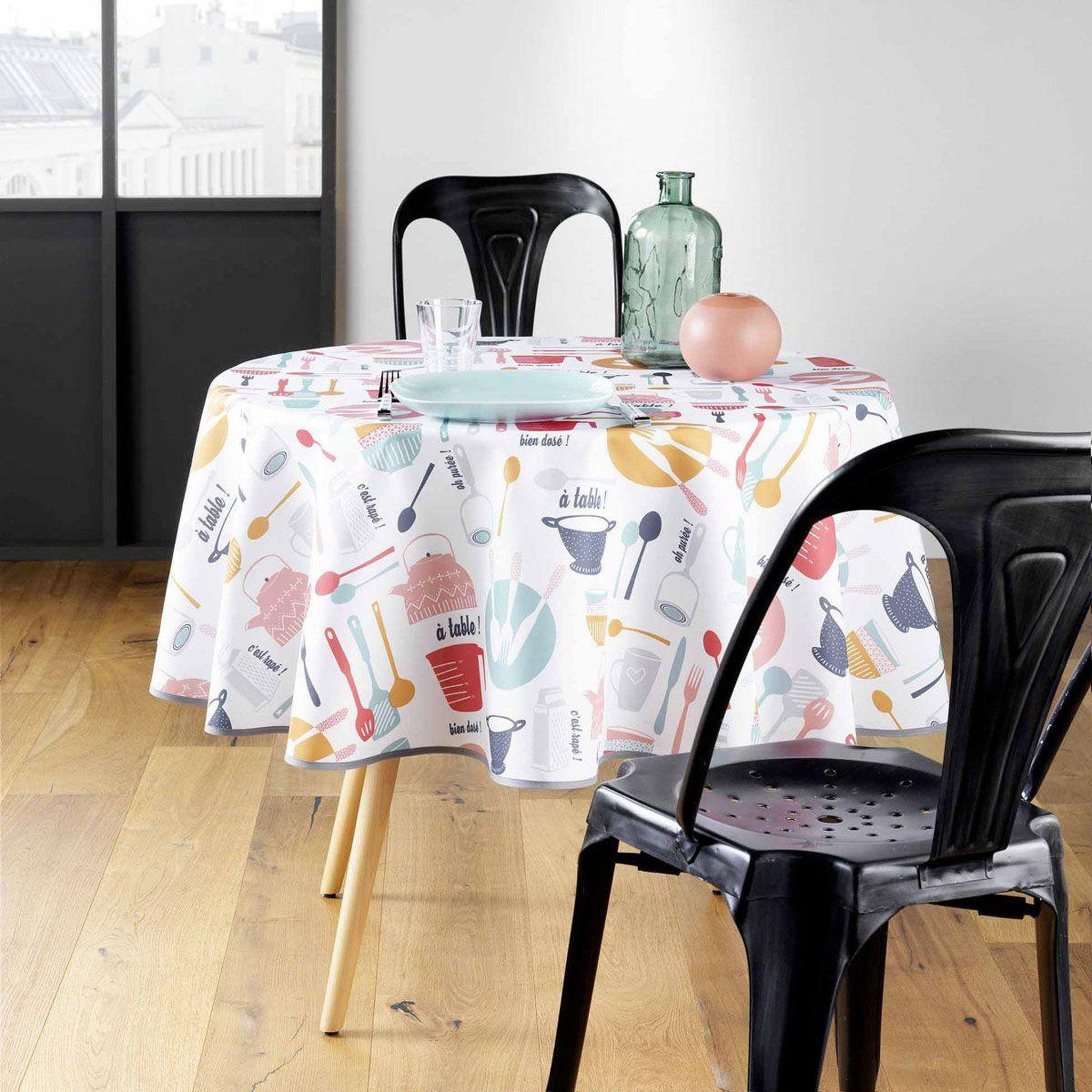 Voir la diapositive 3 : Douceur d'Intérieur Nappe ronde toile cirée  kitchen  160cm multicolore