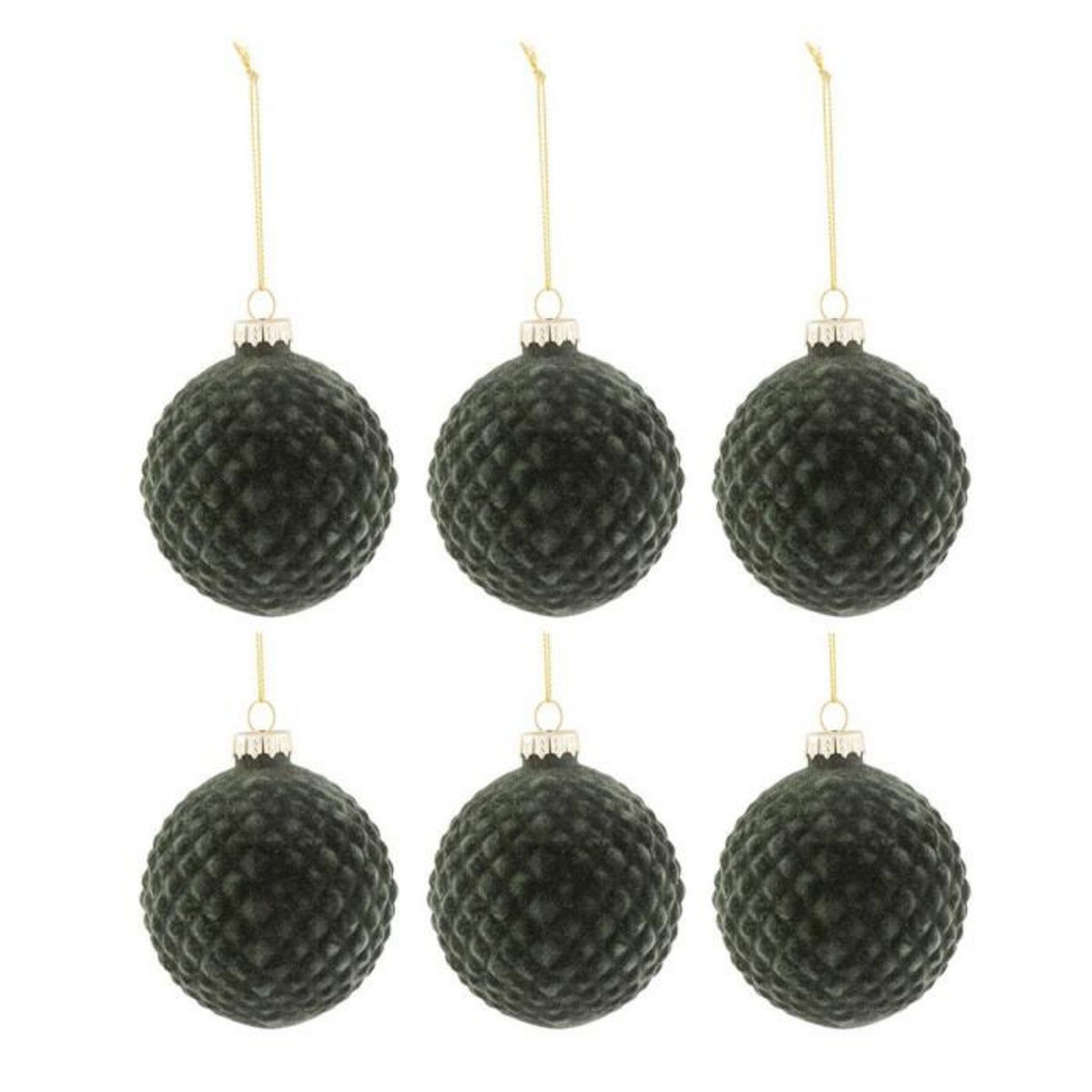 Paris Prix Lot de 6 Boules de Noël  Motifs  8cm Vert Foncé