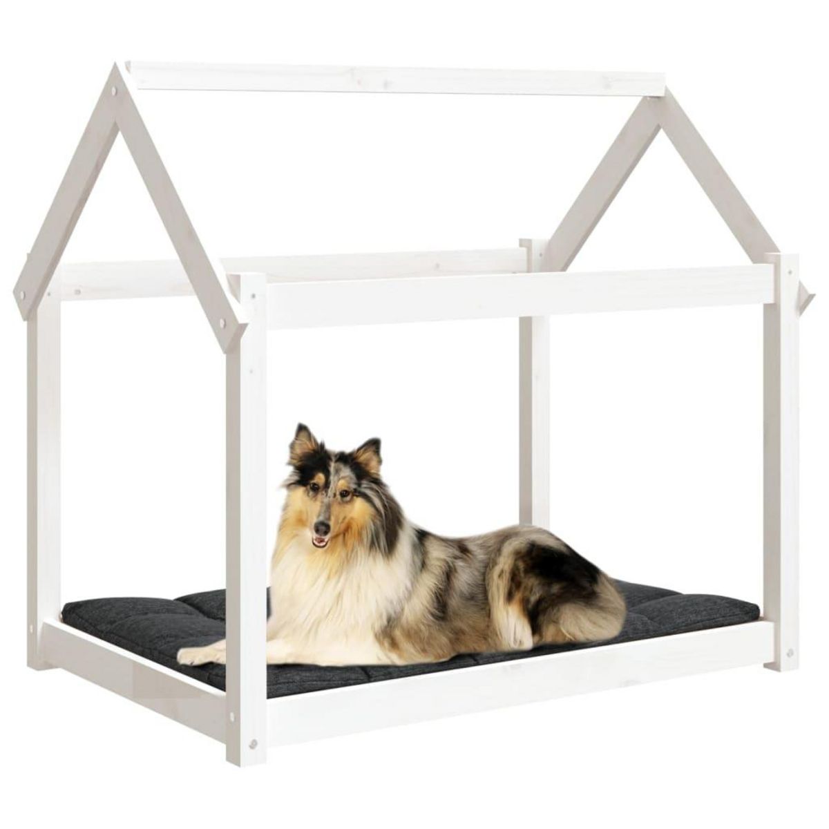 VIDAXL Lit pour chien Blanc 101x70x90 cm Bois de pin solide
