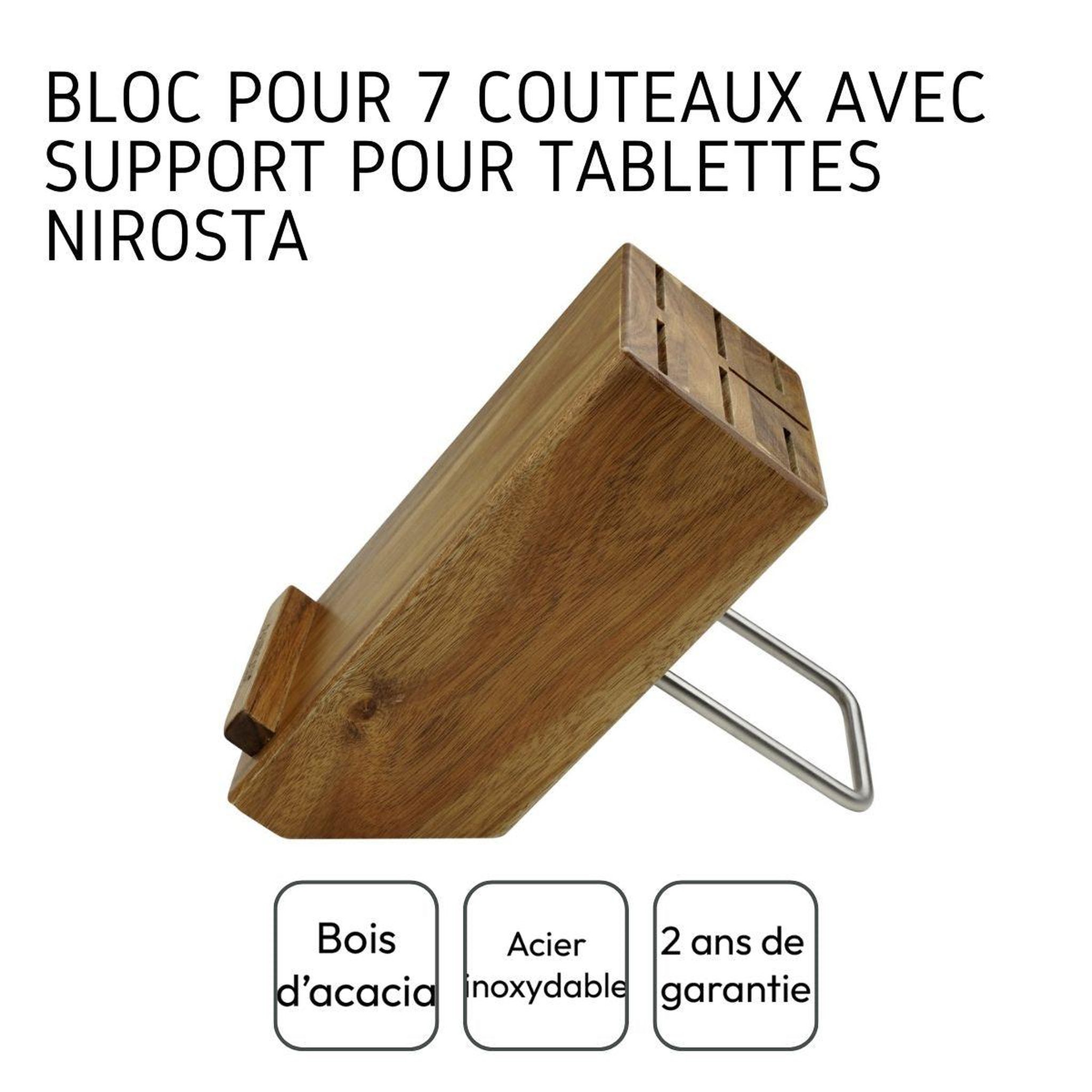 Voir la diapositive 4 : NIROSTA Bloc pour 7 couteaux avec support pour tablettes Nirosta