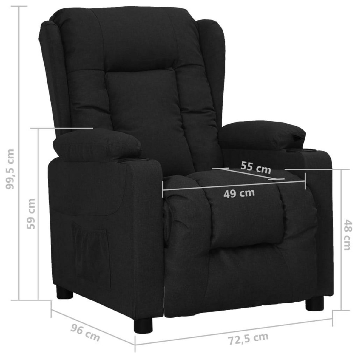 VIDAXL Fauteuil Noir Tissu