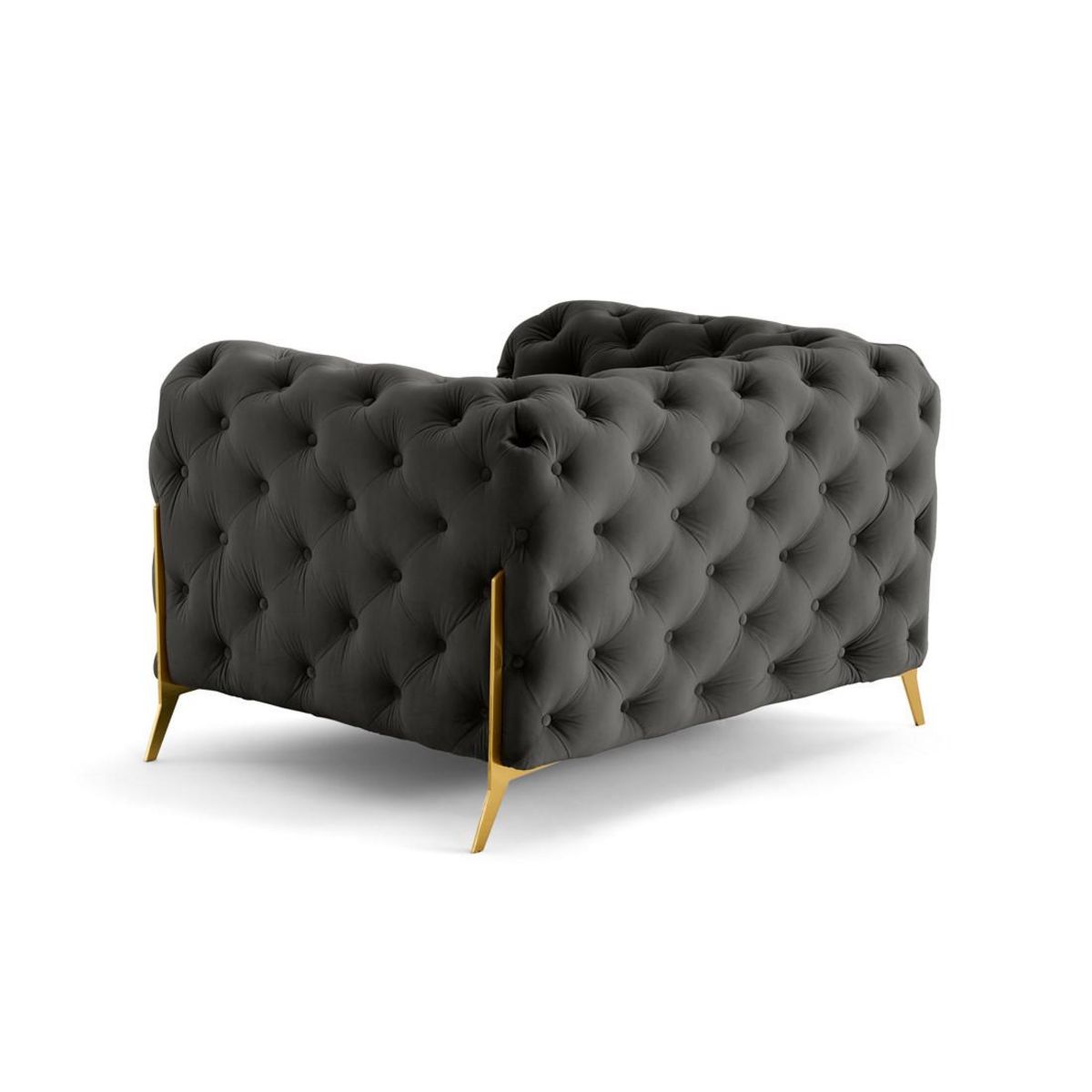 LISA DESIGN Camden - fauteuil chesterfield en velours - pieds en métal doré