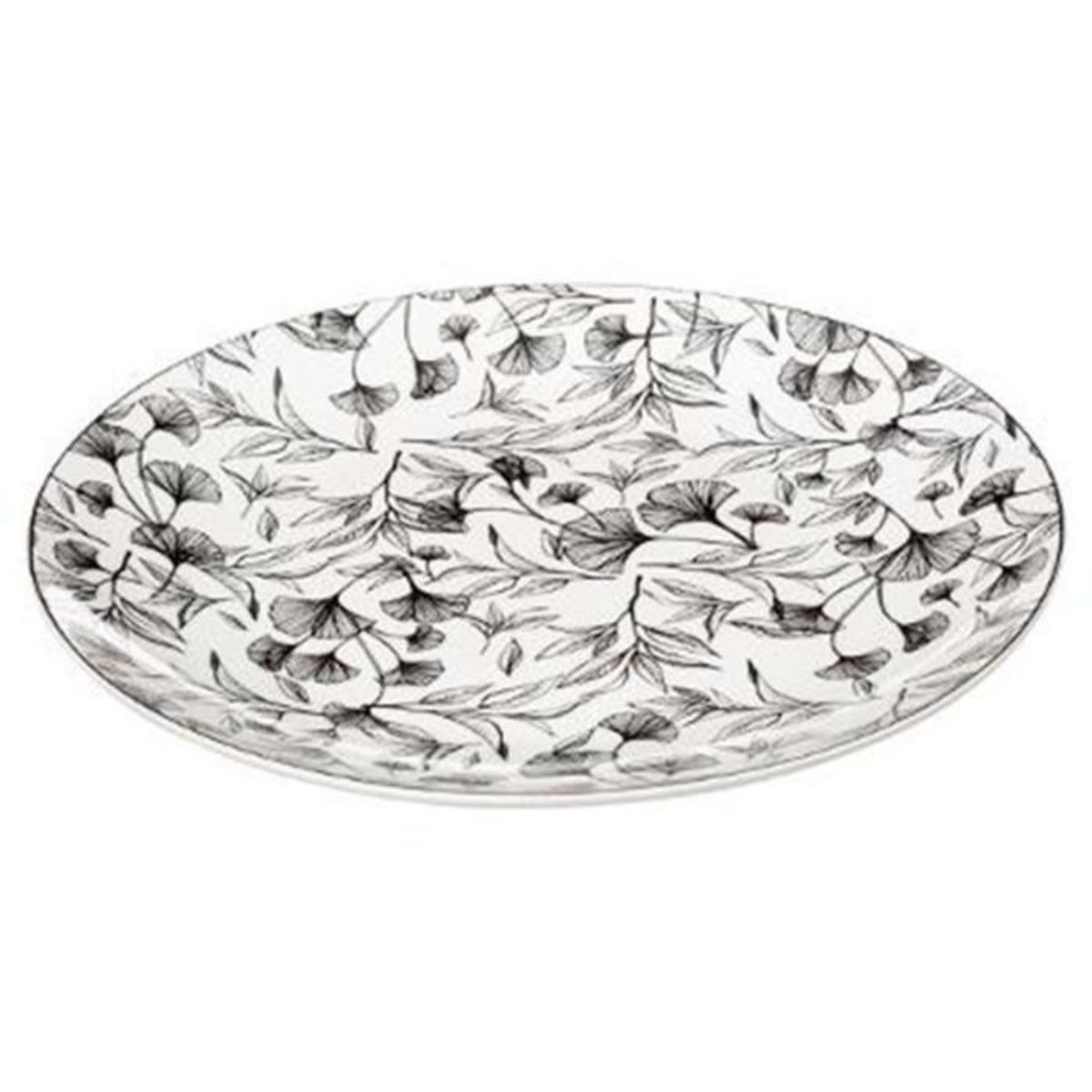 SECRET DE GOURMET Lot de 6 Assiettes Plates  Black Floral  27cm Noir