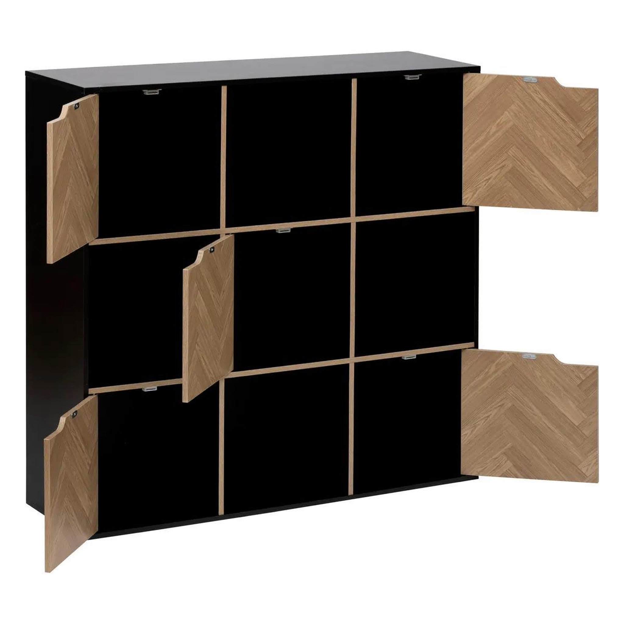 Voir la diapositive 2 : Paris Prix Étagère 9 cases  chevrons  100cm naturel & noir