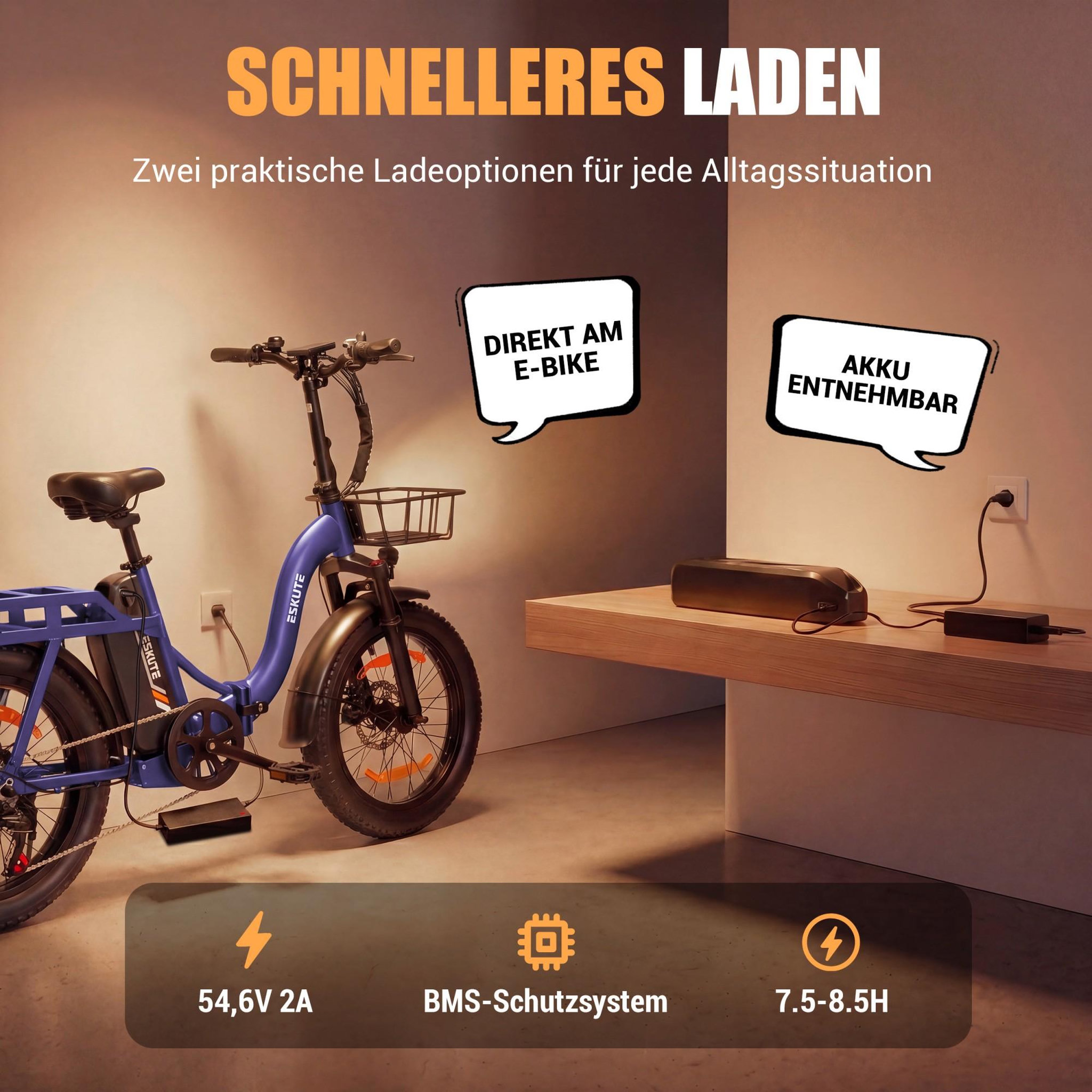 Voir la diapositive 5 : ESKUTE Vélo électrique pliable ESKUTE D202, 48V 20,8Ah