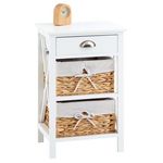 IDIMEX Table de chevet RAVEO avec 1 tiroir et 2 paniers, en bois lasuré. Coloris disponibles : Blanc