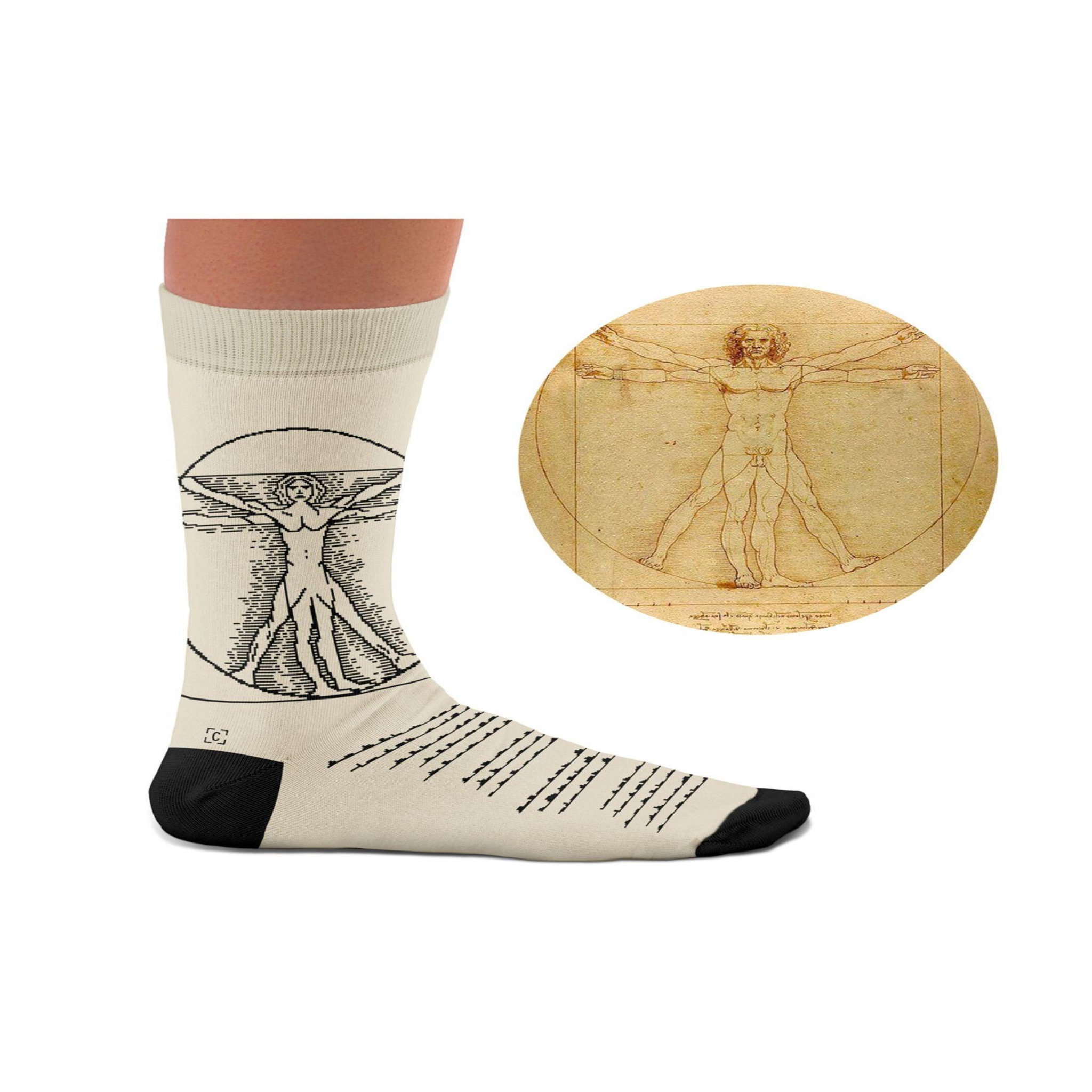 Voir la diapositive 2 : SOCK AFFAIRS Chaussettes l'homme de vitruve, léonard de vinci