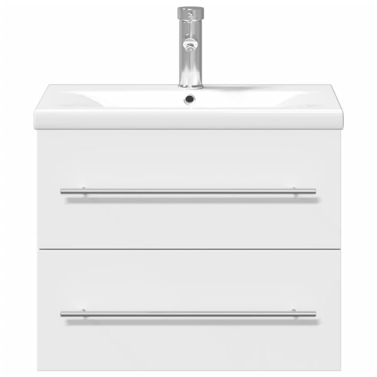 VIDAXL Armoire lavabo de salle de bain avec bassin integre blanc