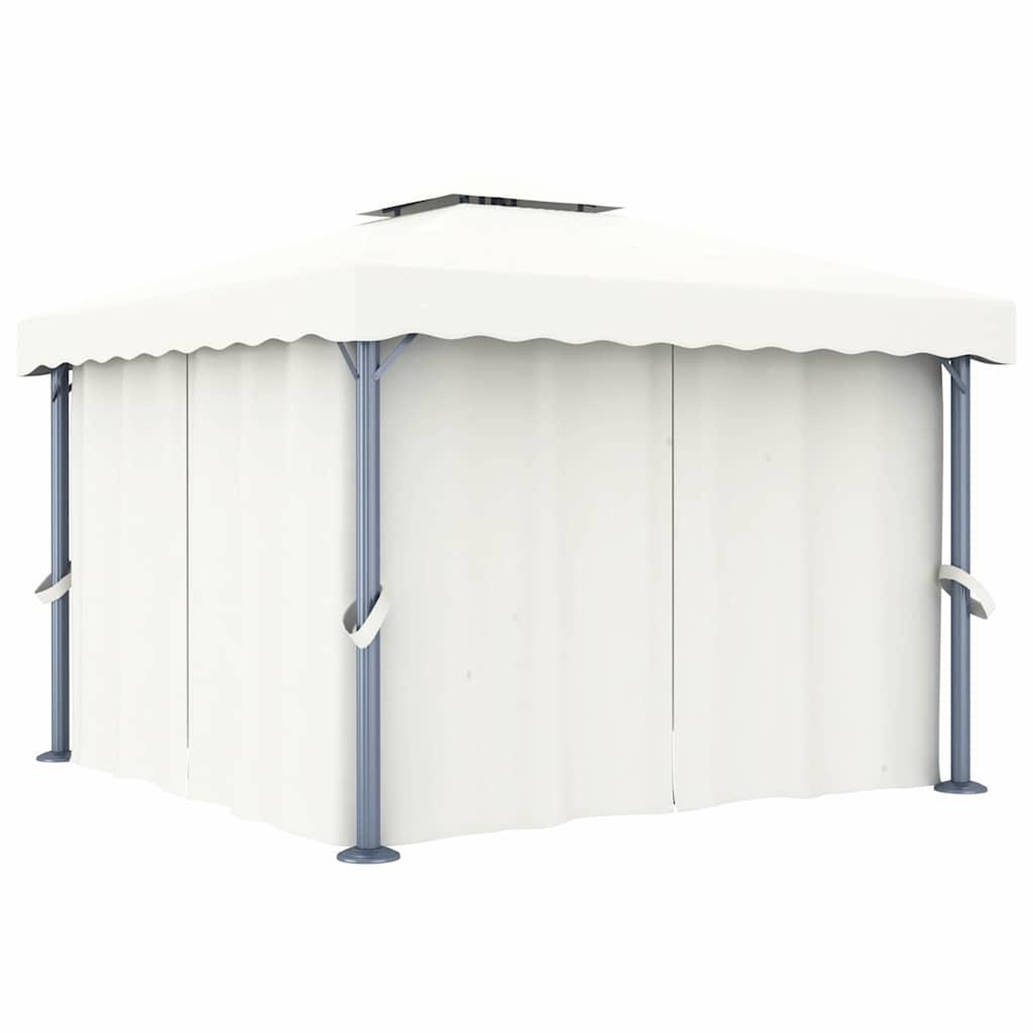 Voir la diapositive 3 : VIDAXL Tonnelle et rideau et guirlande lumineuse LED 3x3 m Blanc creme