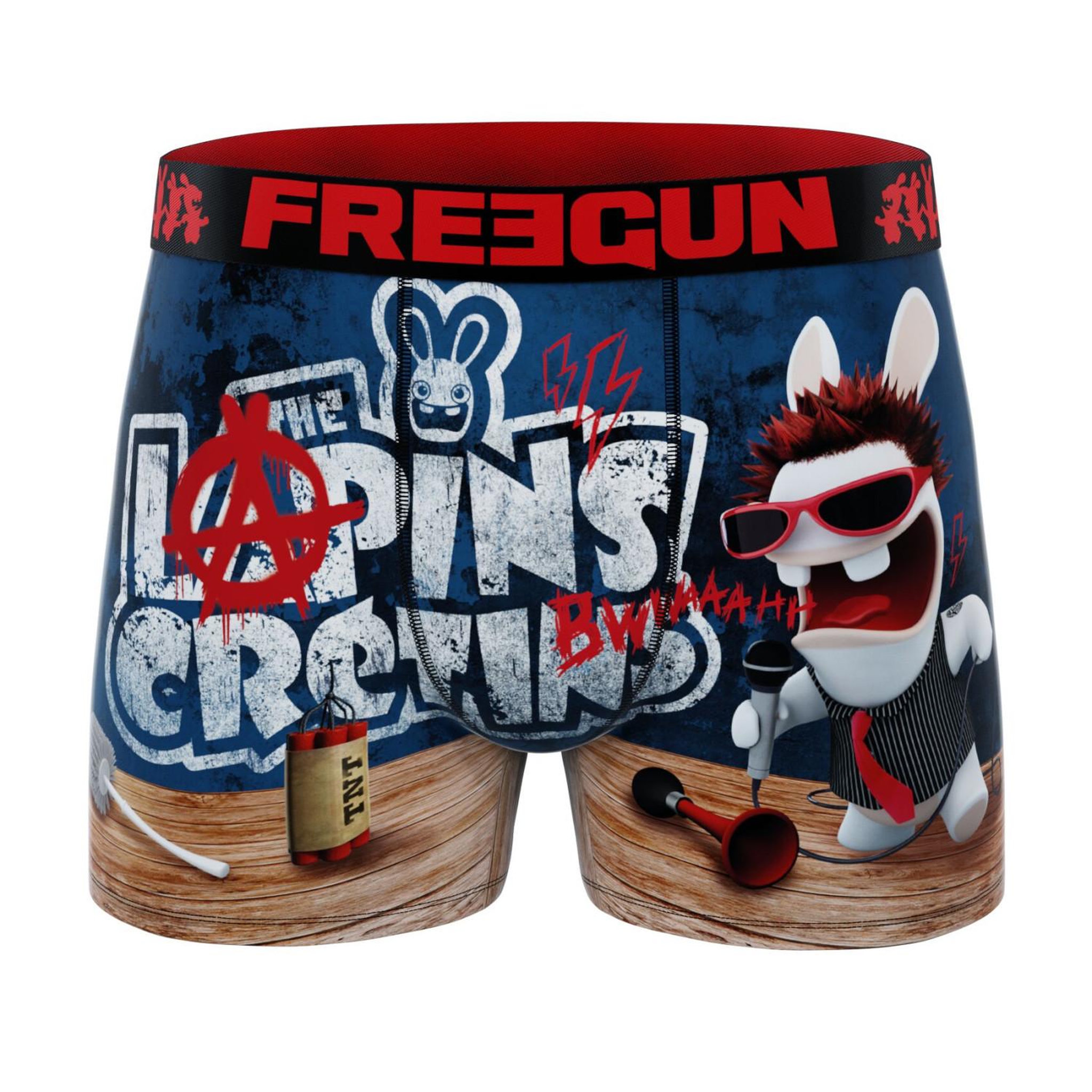 Voir la diapositive 4 : FREEGUN Lot de 4 boxers homme lapins crétins